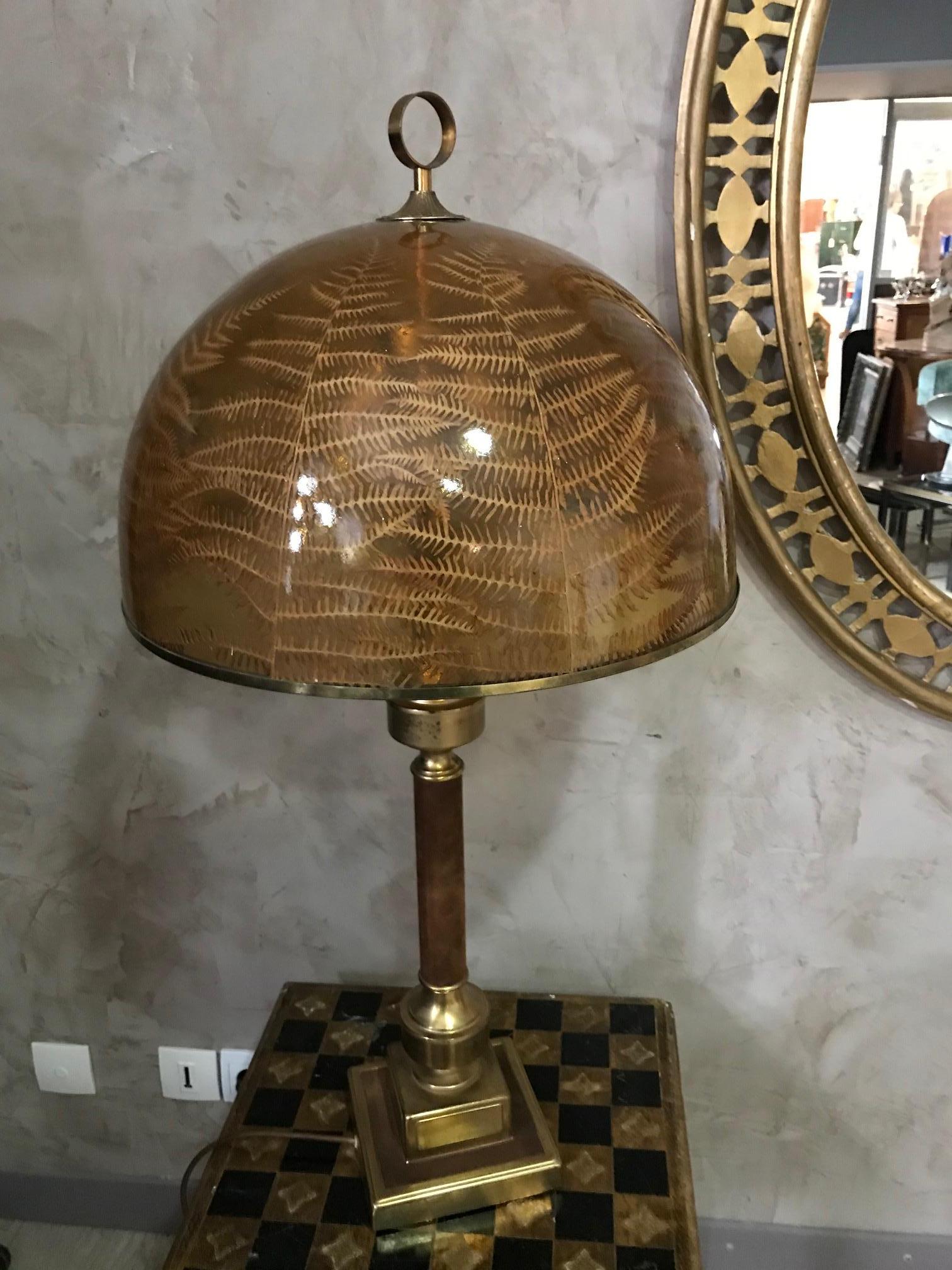 20th Century French Brass and Ferns Table Lamp, 1970s 1