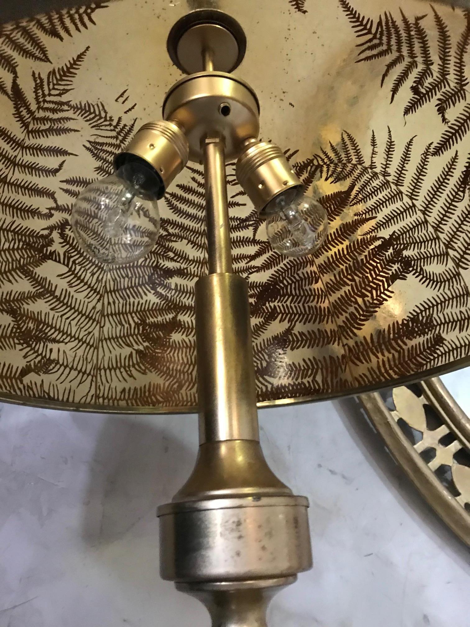 20th Century French Brass and Ferns Table Lamp, 1970s 4