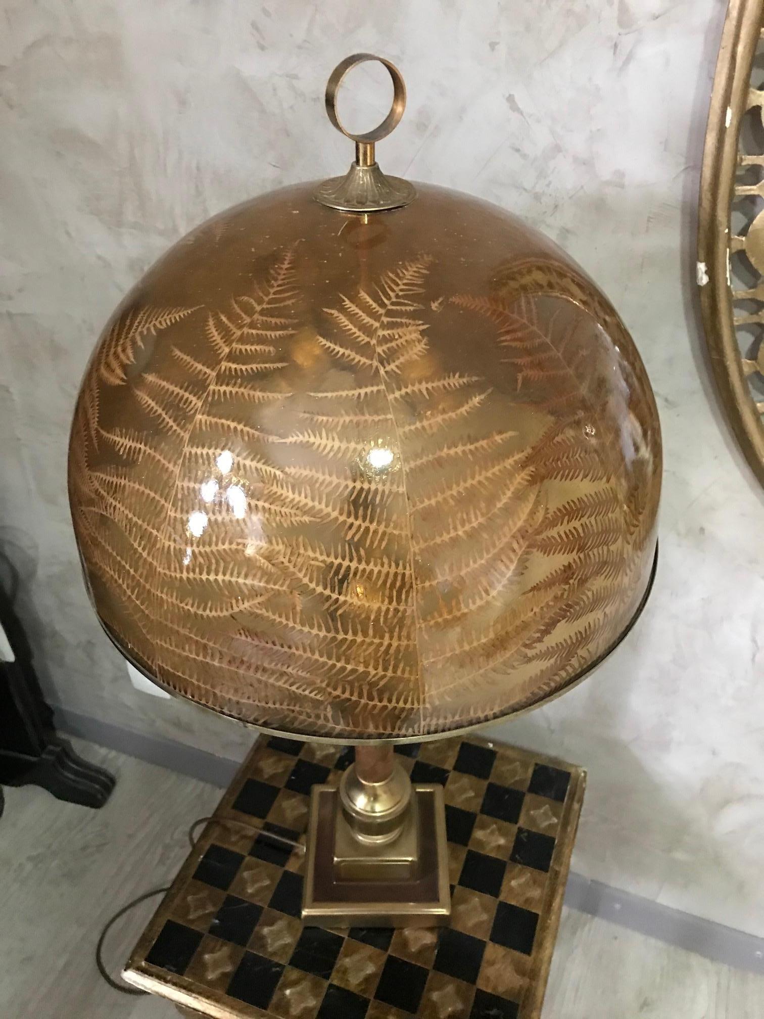 20th Century French Brass and Ferns Table Lamp, 1970s 5