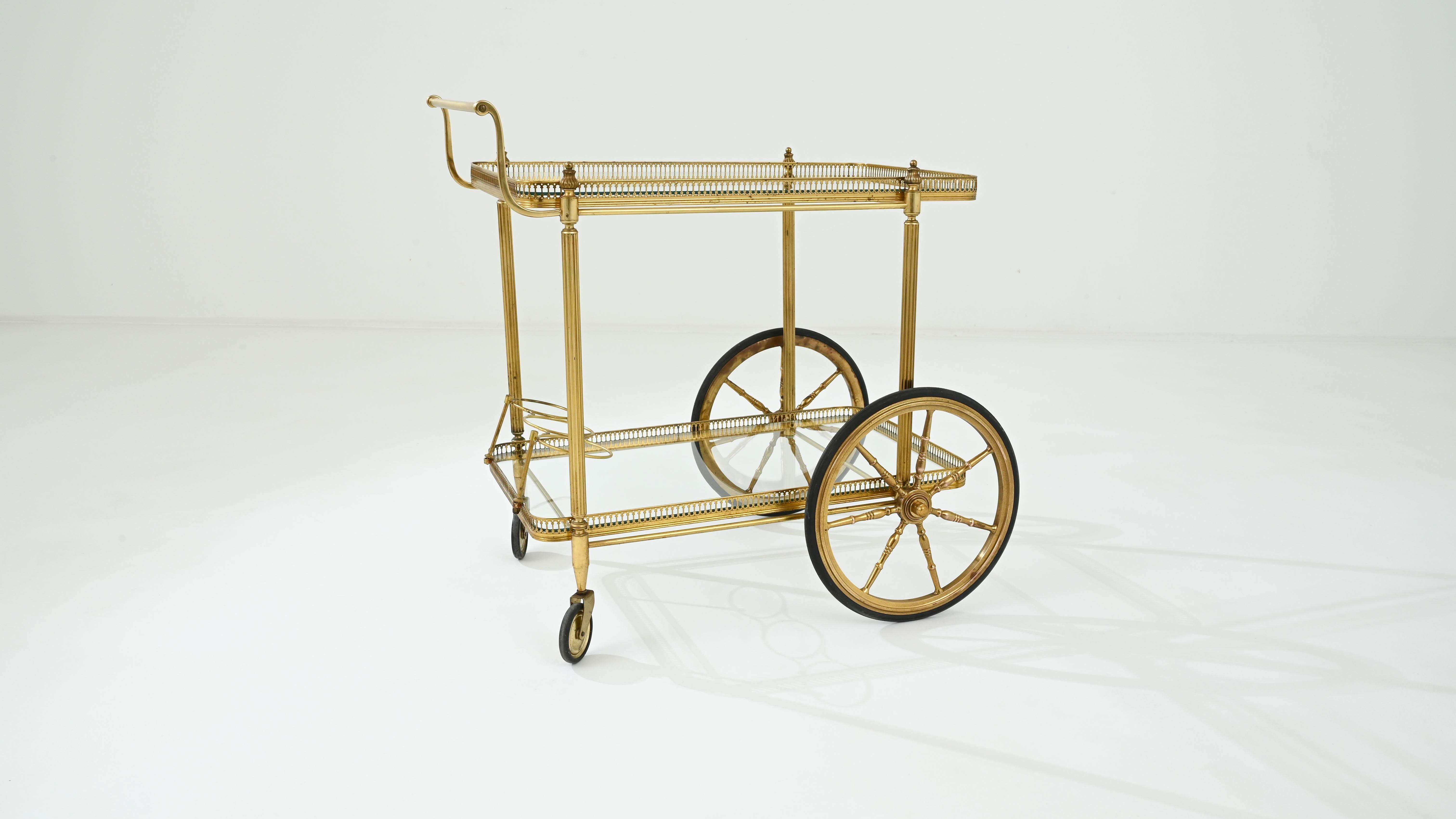 20th Century French Brass and Glass Bar Cart  3