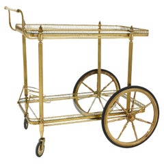 20th Century French Brass and Glass Bar Cart 