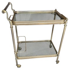 Französischer Barwagen aus Messing und Glas des 20.