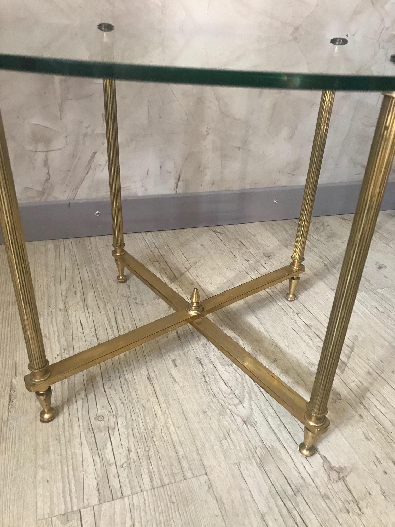 20th Century French Brass and Glass Coffee Table, 1950s In Good Condition In LEGNY, FR