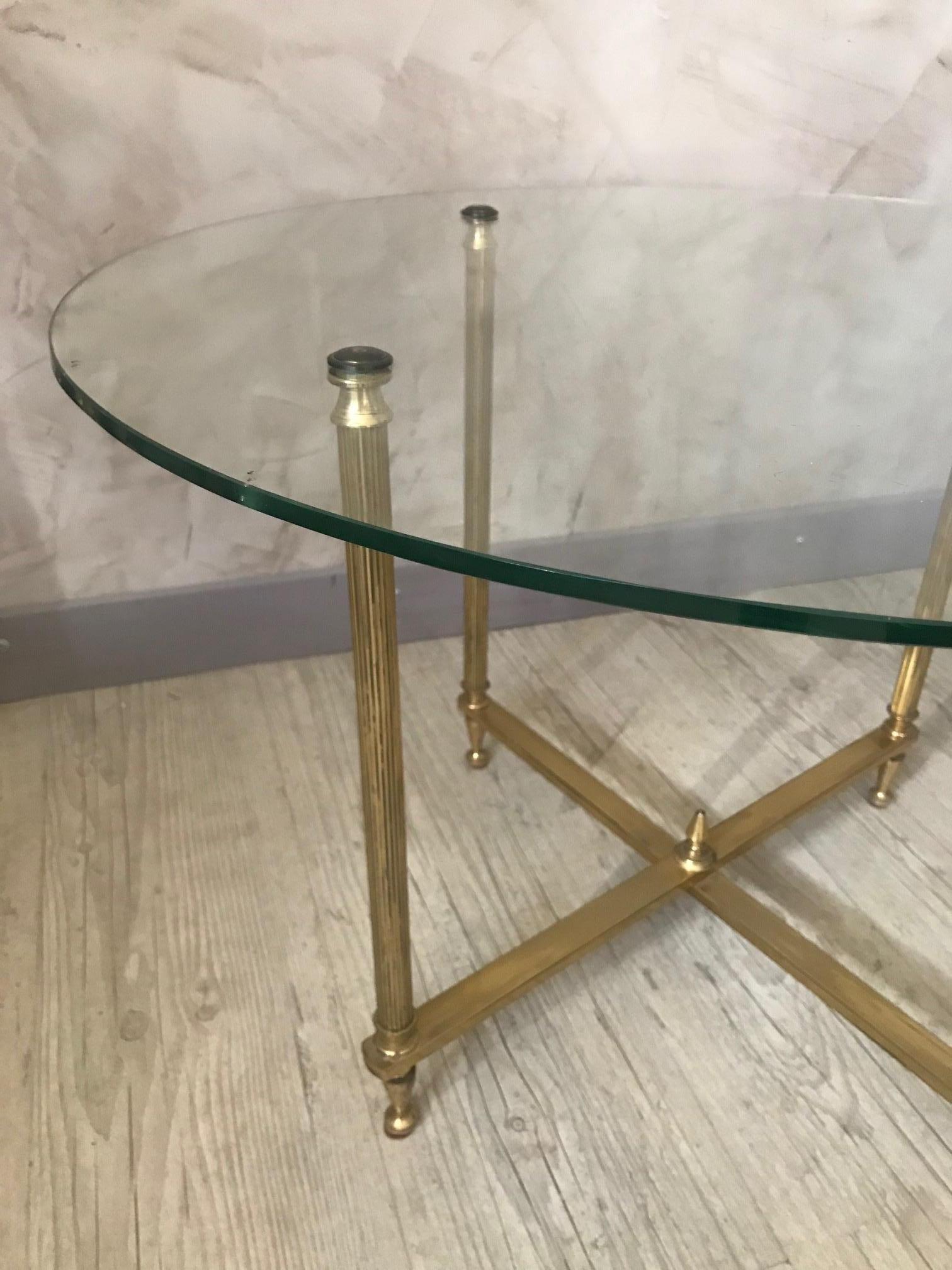 Mid-20th Century 20th Century French Brass and Glass Coffee Table, 1950s