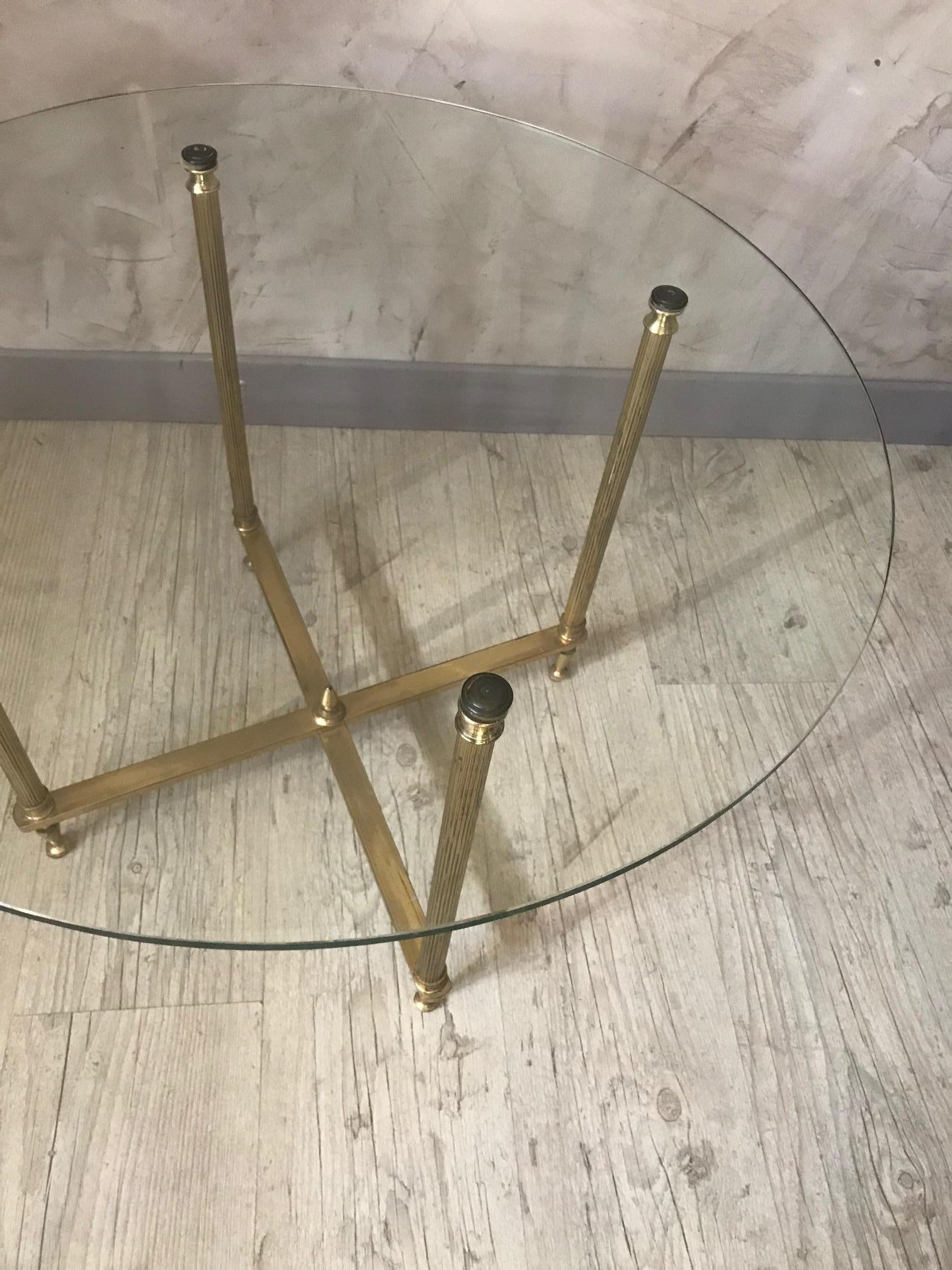20th Century French Brass and Glass Coffee Table, 1950s 2