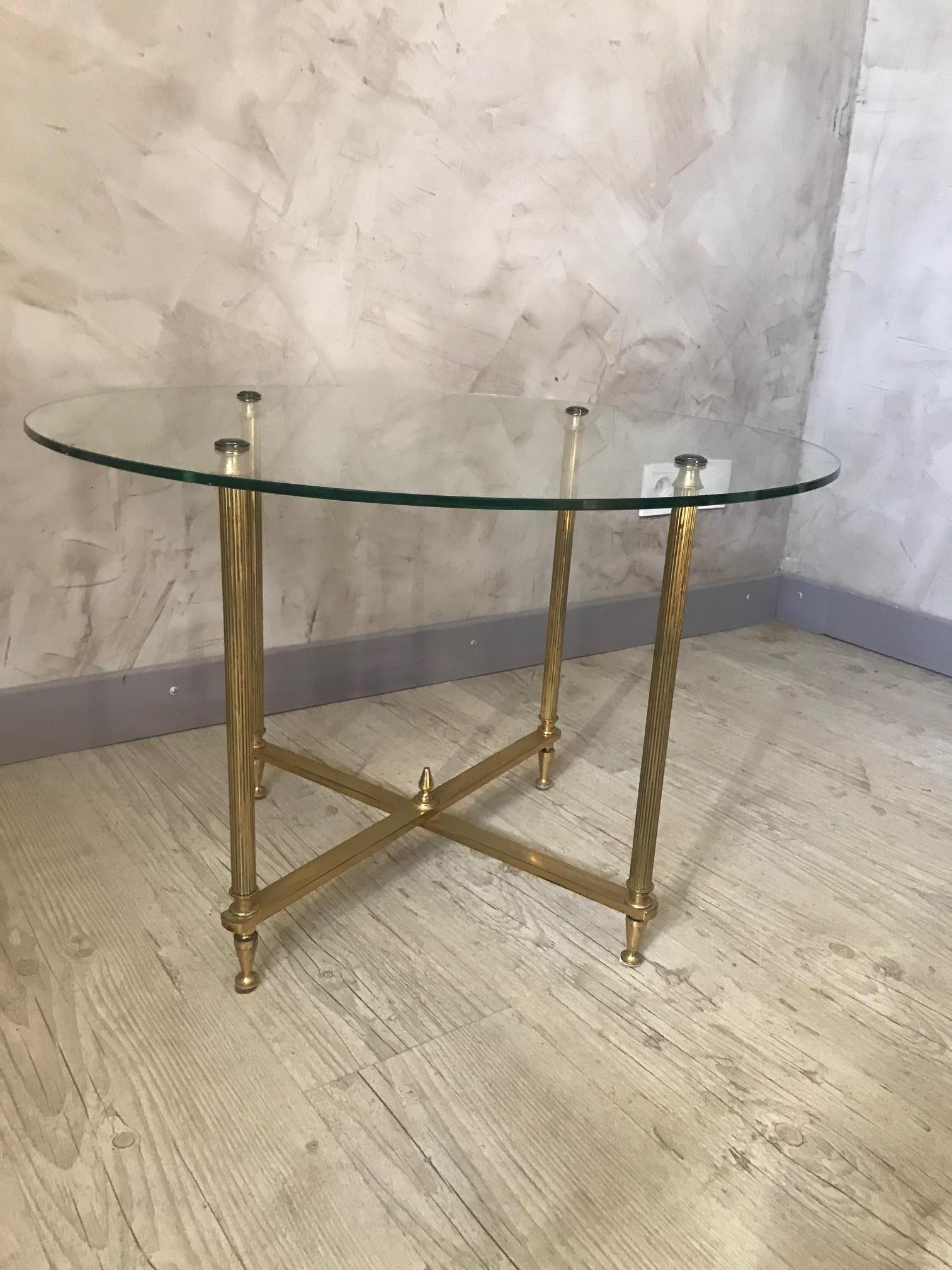 20th Century French Brass and Glass Coffee Table, 1950s 3