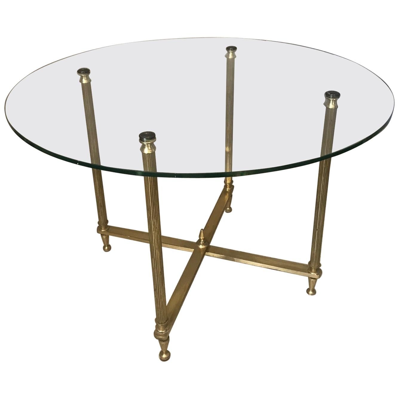 20th Century French Brass and Glass Coffee Table, 1950s