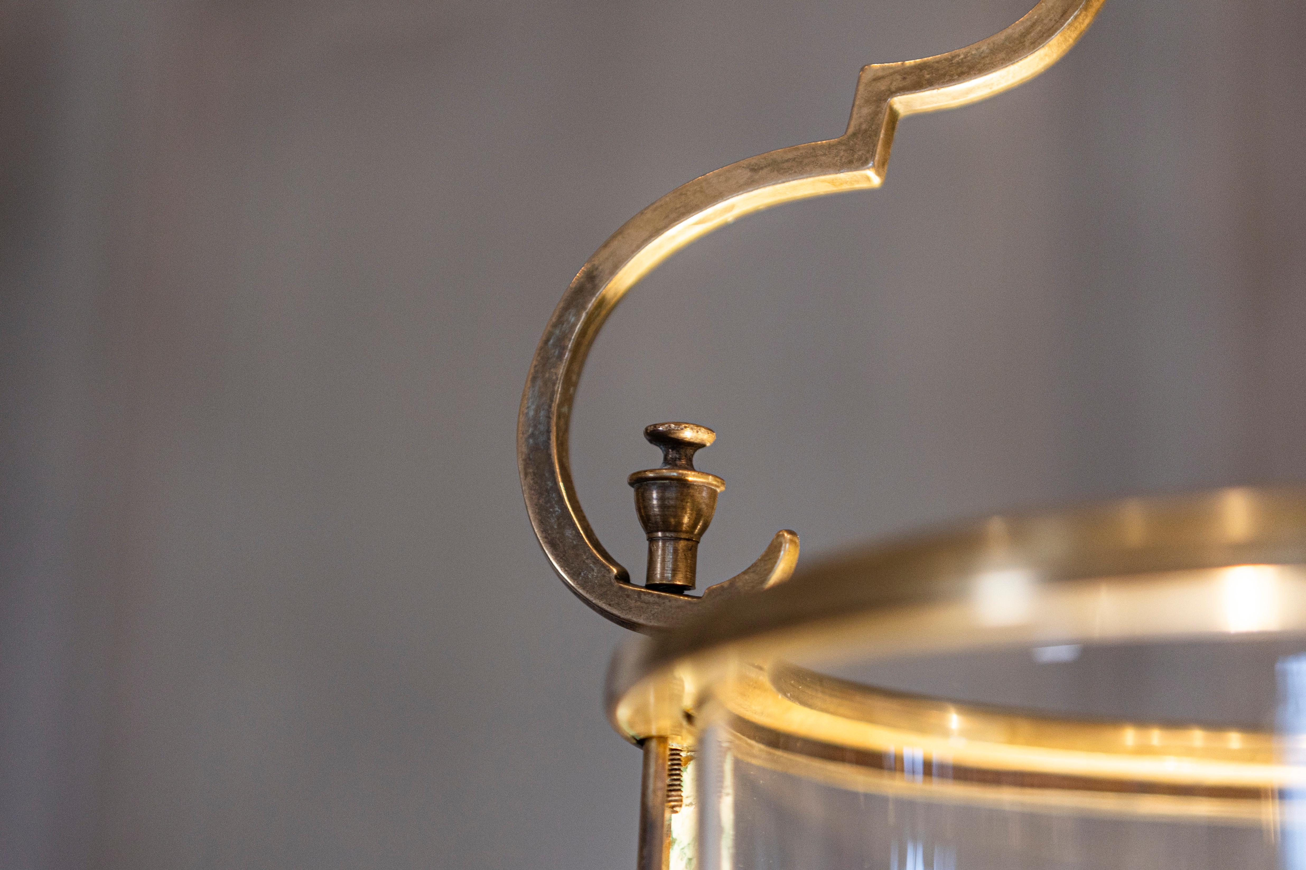 Laiton Lanterne en laiton et verre du 20e siècle en vente