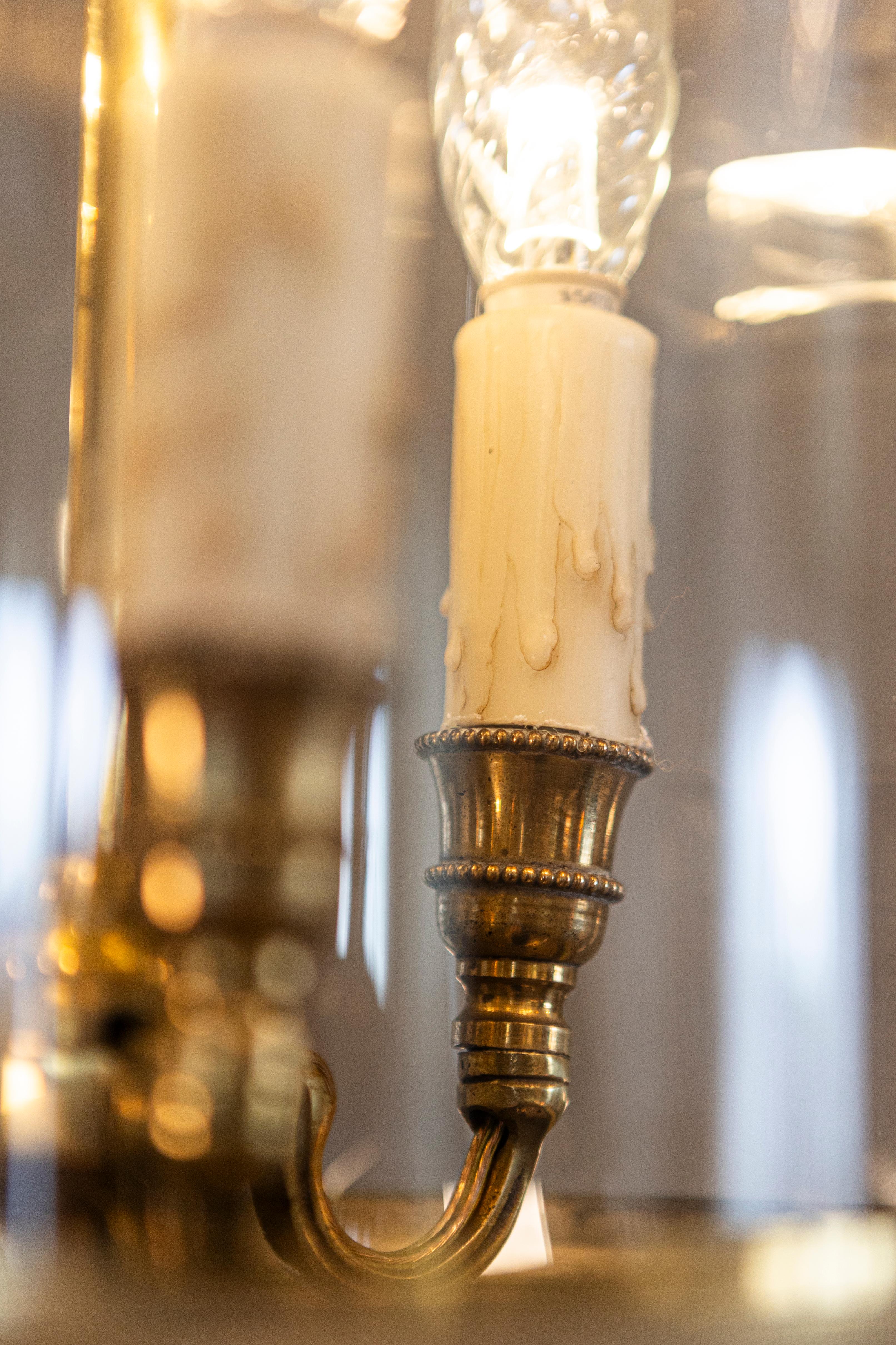 Lanterne en laiton et verre du 20e siècle en vente 2