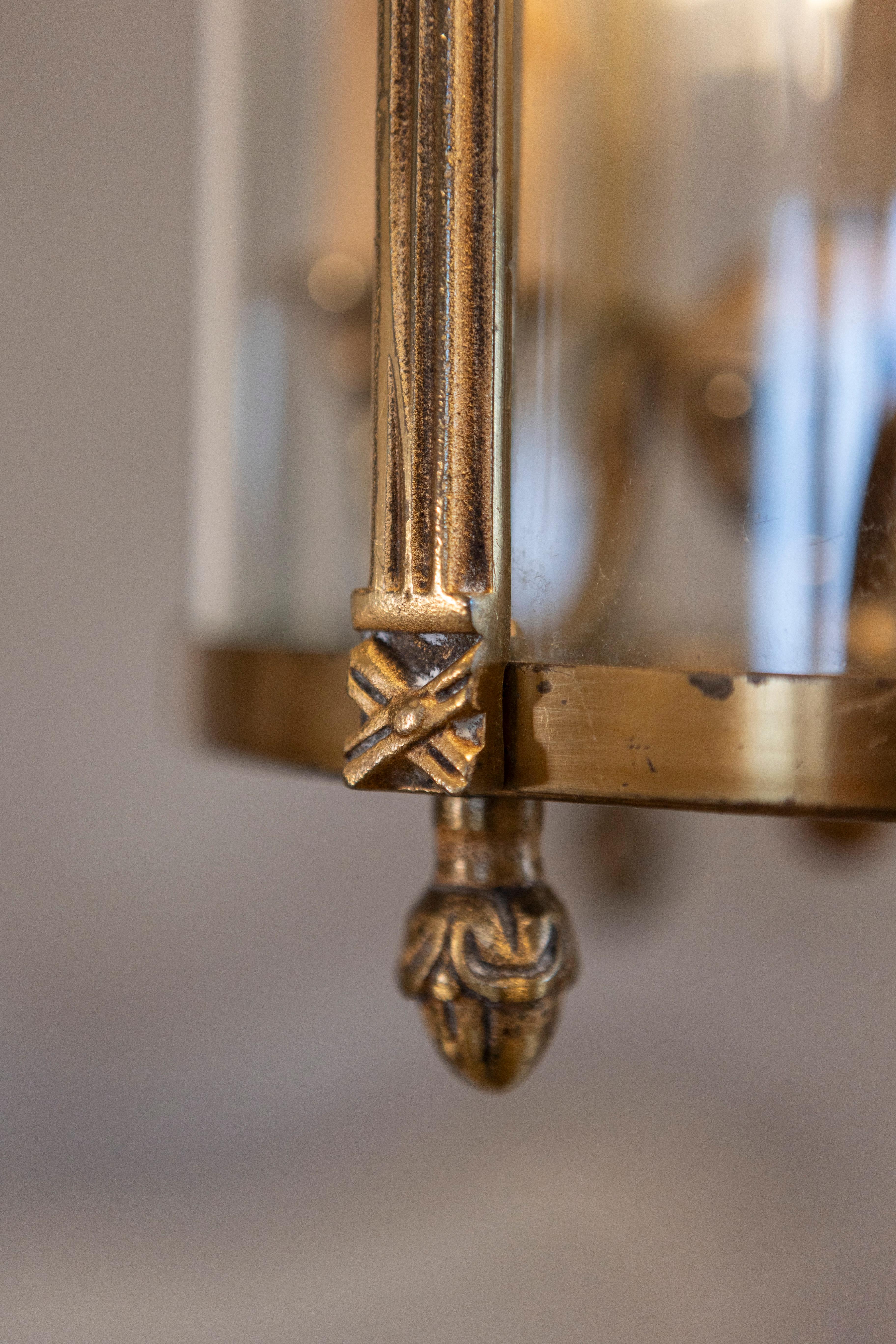 Lanterne en laiton et verre du 20e siècle en vente 3