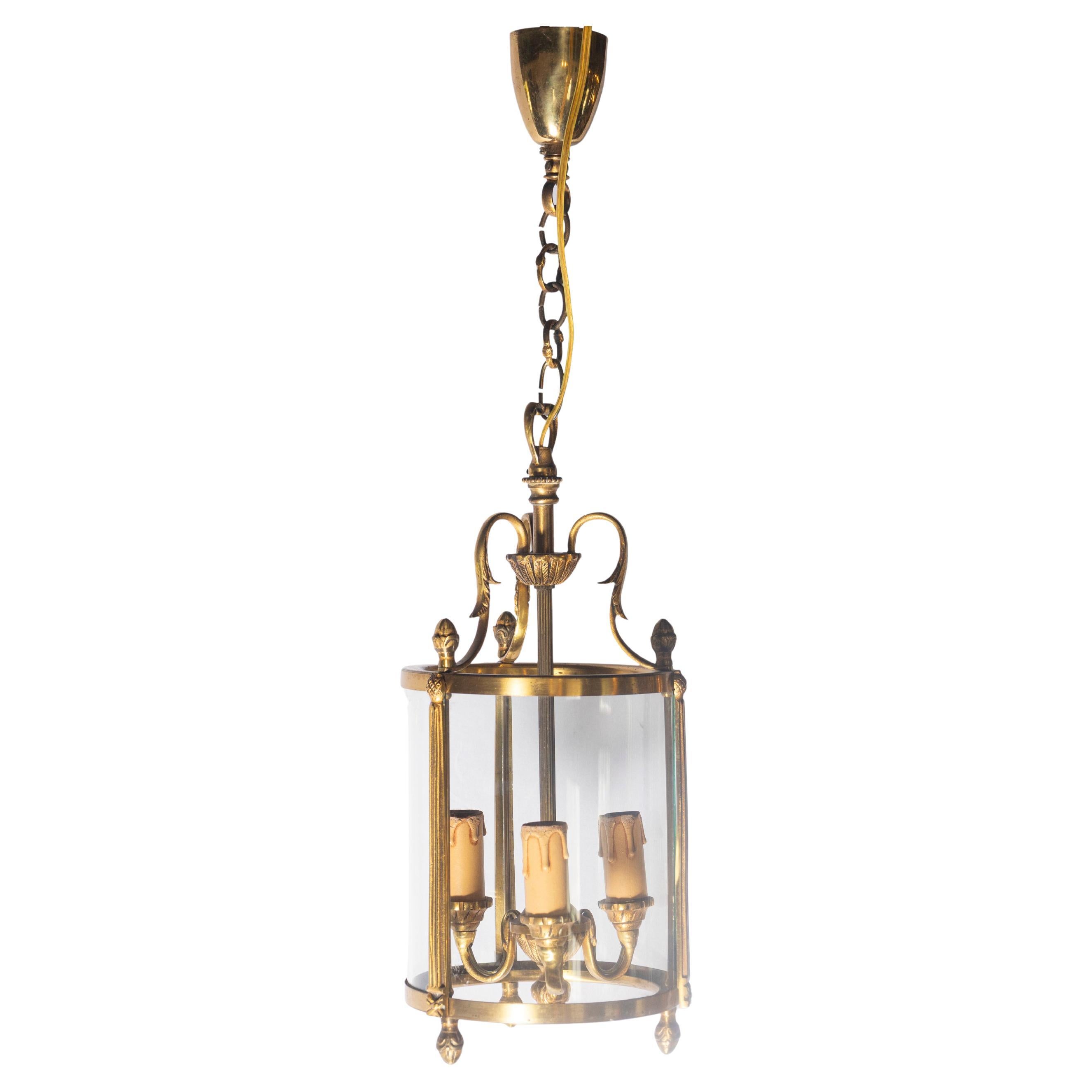 20th Century French Brass and Glass Lantern