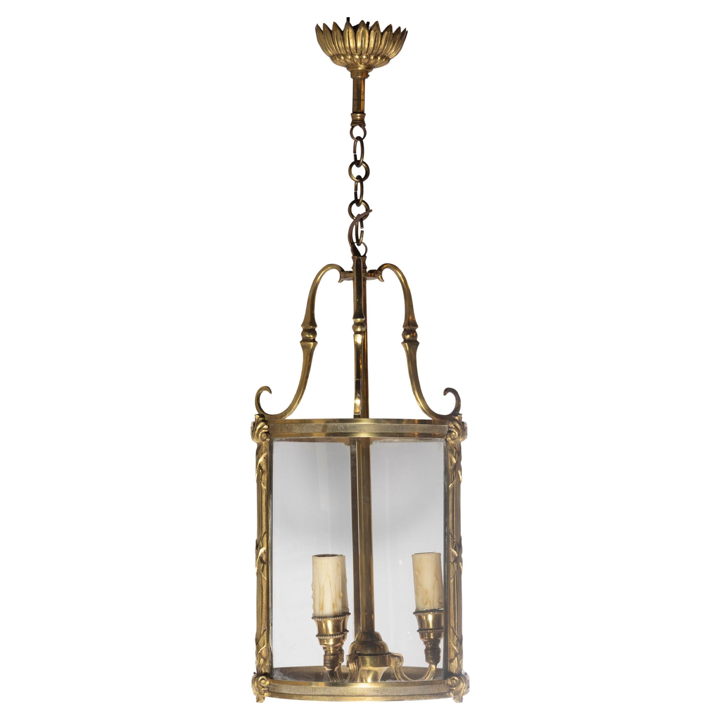 20th Century French Brass and Glass Lantern