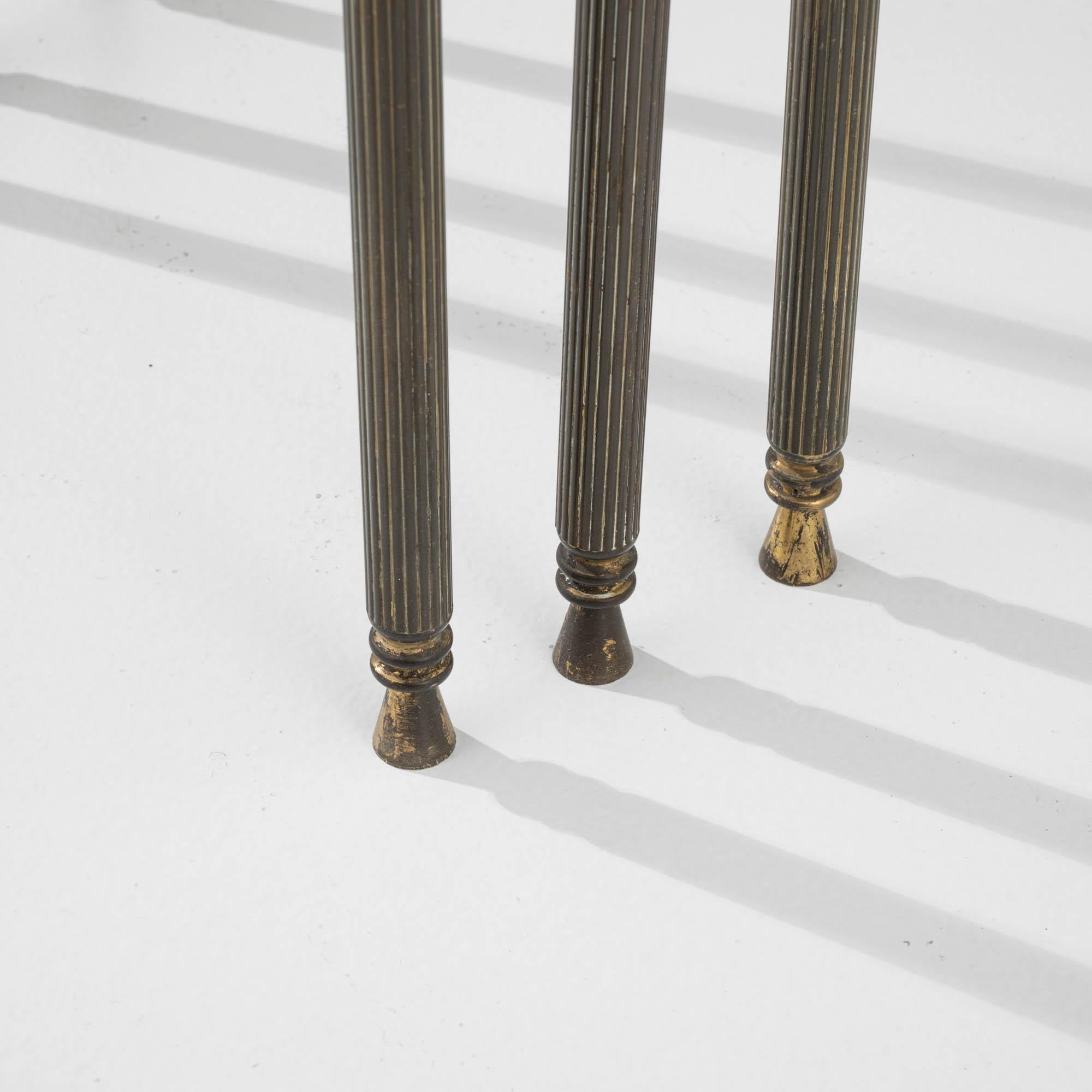 20th Century French Brass and Glass Nesting Tables, Set of Three For Sale 6