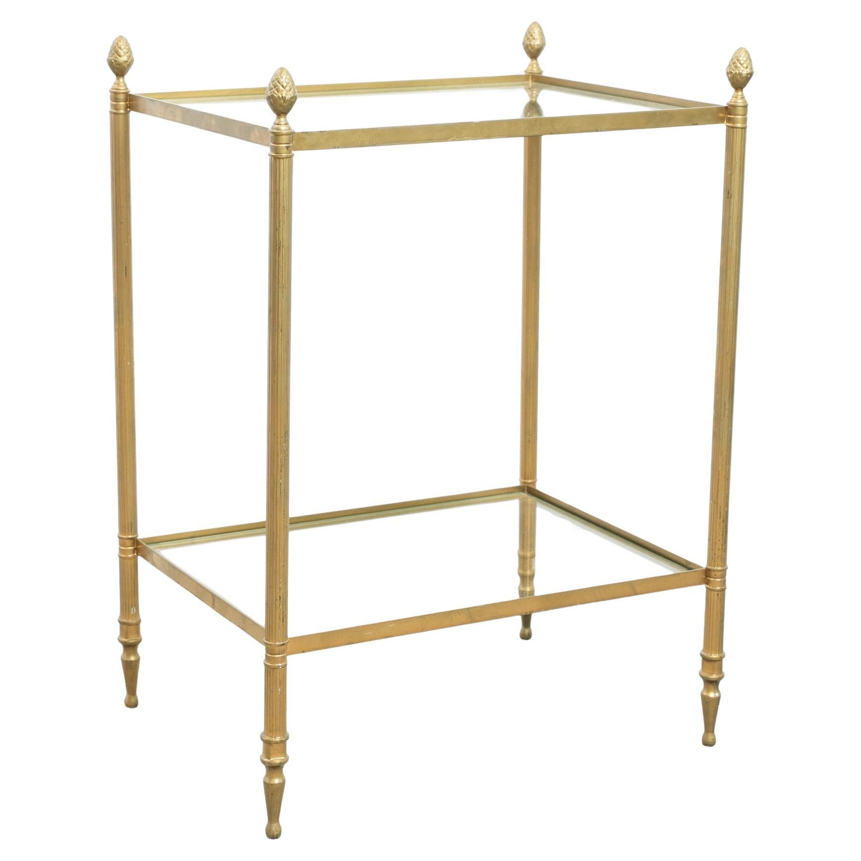 Table d'appoint en laiton et verre du 20e siècle