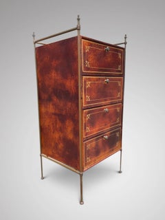 Französischer Cartonnier aus Messing und Leder des 20. Jahrhunderts