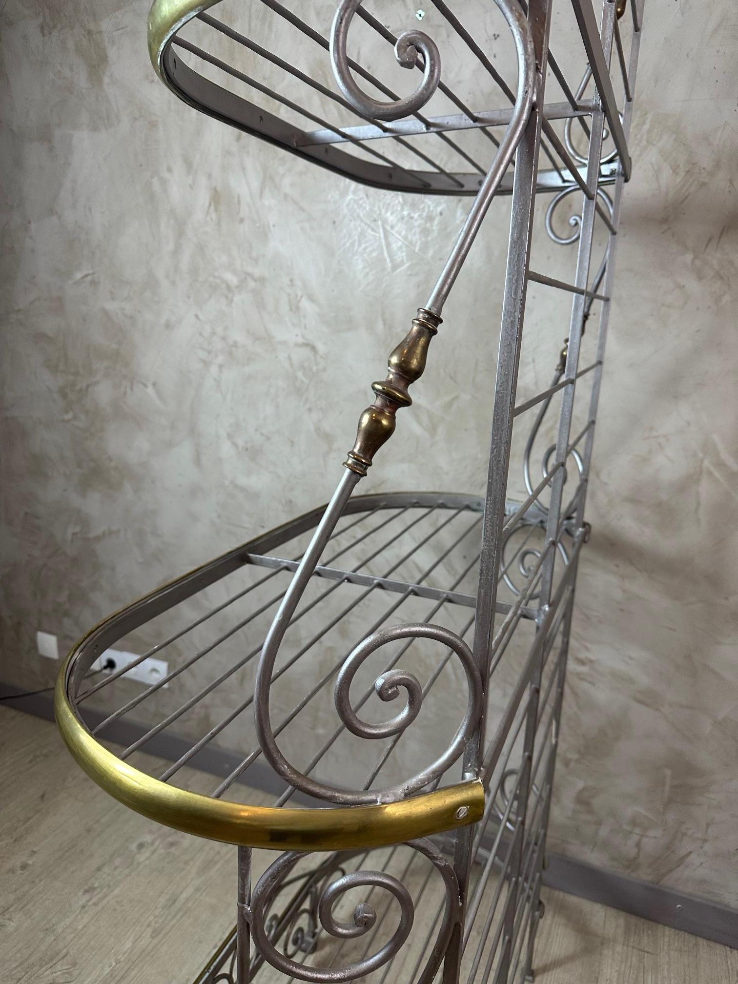 20th century French Brass and Metal Baker's Shelf, 1950s For Sale 6