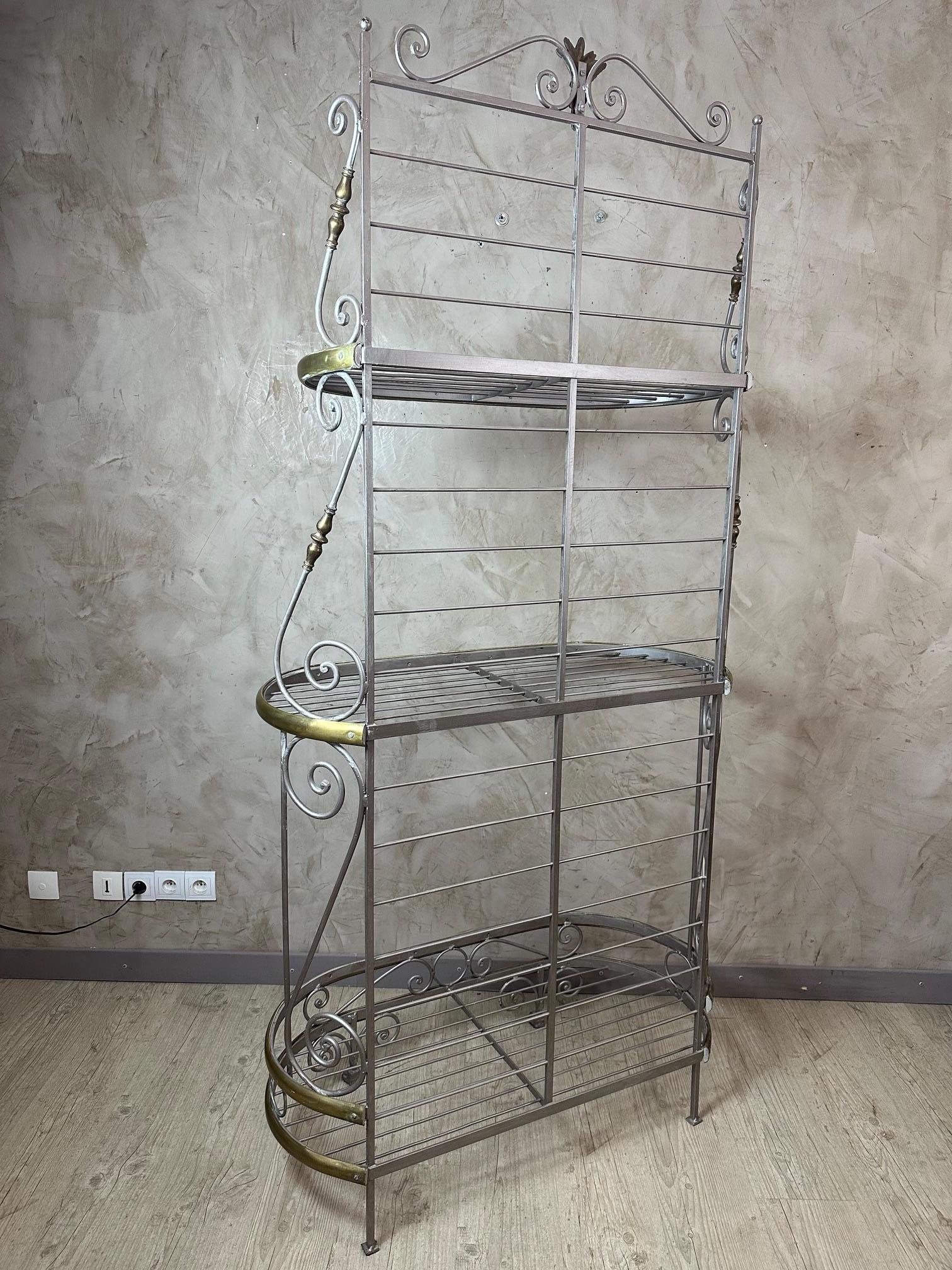20th century French Brass and Metal Baker's Shelf, 1950s For Sale 7