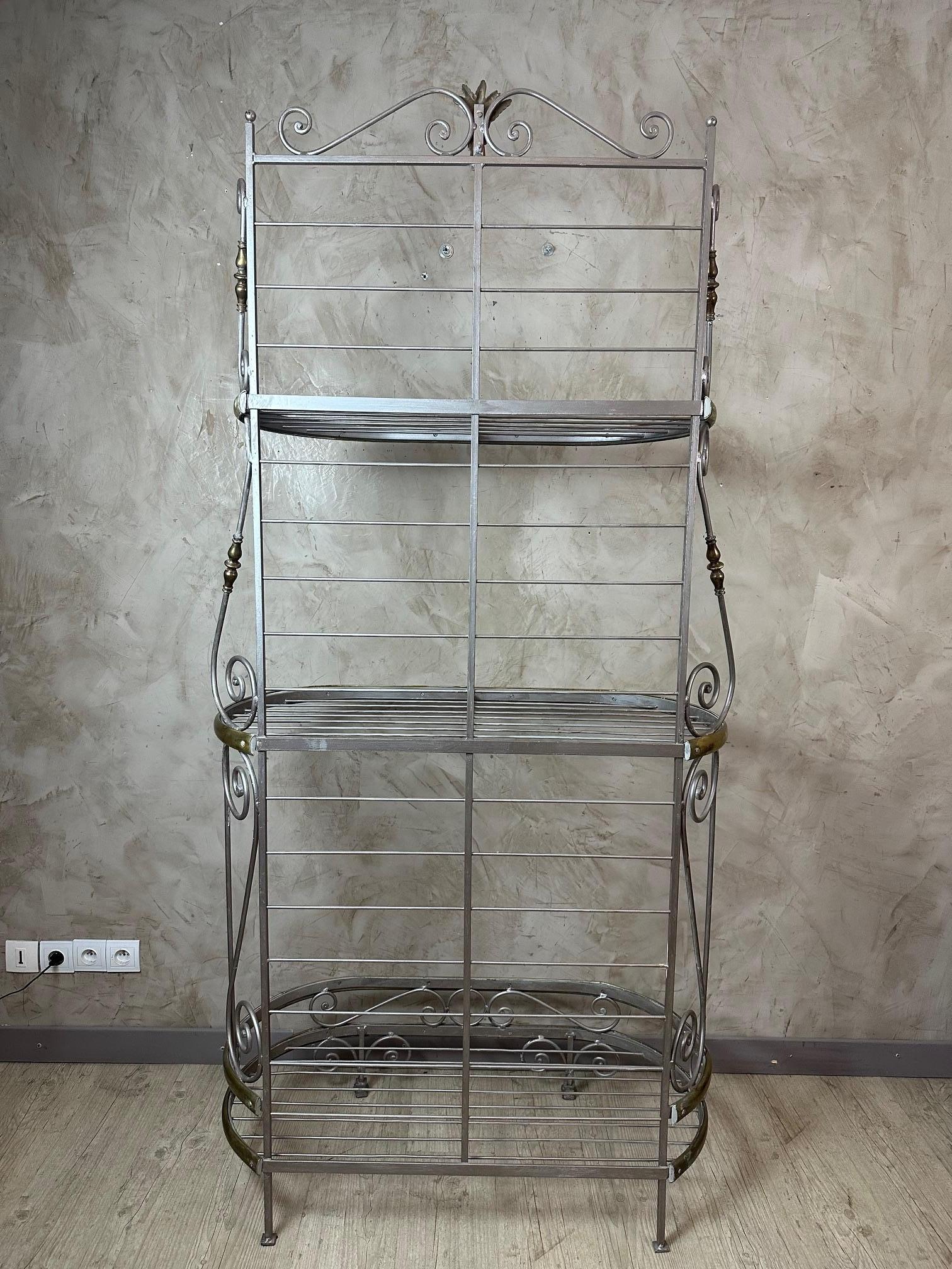 20th century French Brass and Metal Baker's Shelf, 1950s For Sale 8