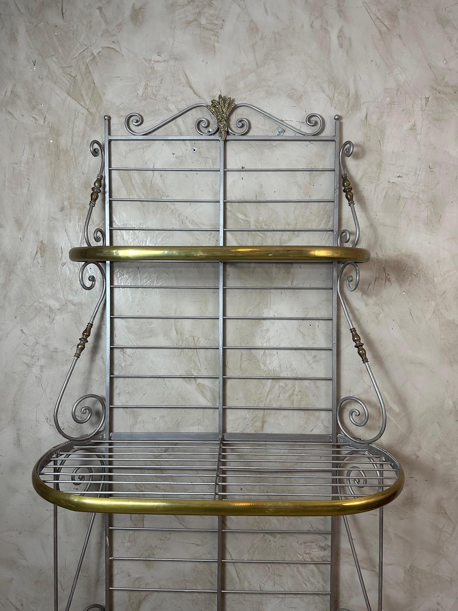 20th century French Brass and Metal Baker's Shelf, 1950s For Sale 10