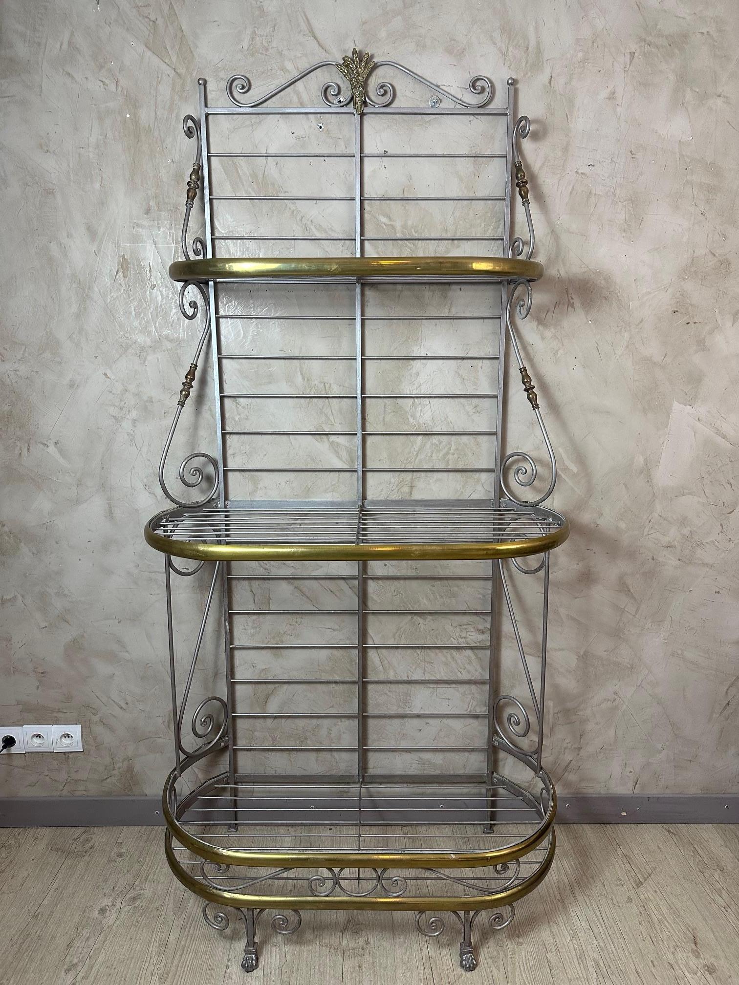 20th century French Brass and Metal Baker's Shelf, 1950s For Sale 11