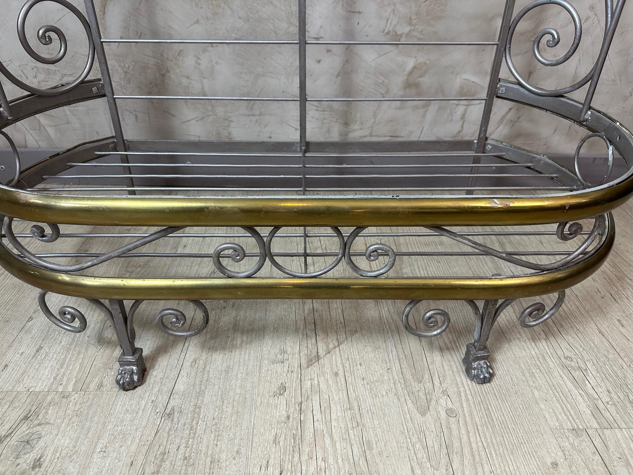 20th century French Brass and Metal Baker's Shelf, 1950s For Sale 1
