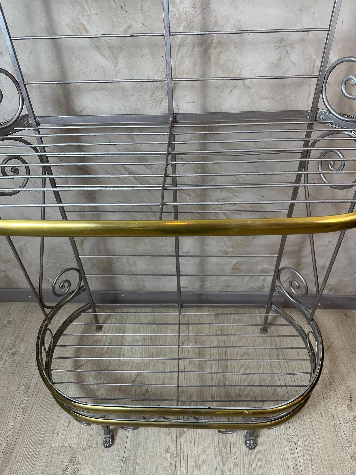 20th century French Brass and Metal Baker's Shelf, 1950s For Sale 2