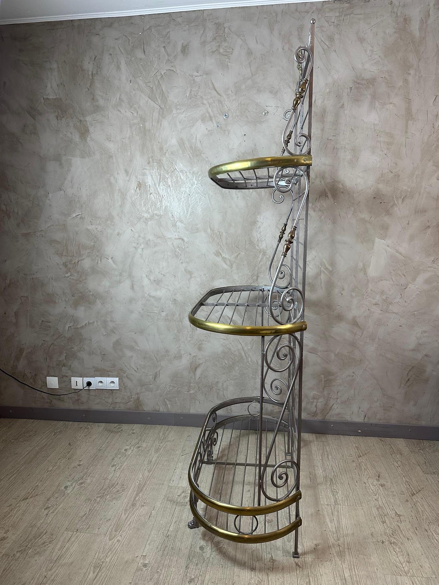 20th century French Brass and Metal Baker's Shelf, 1950s For Sale 4