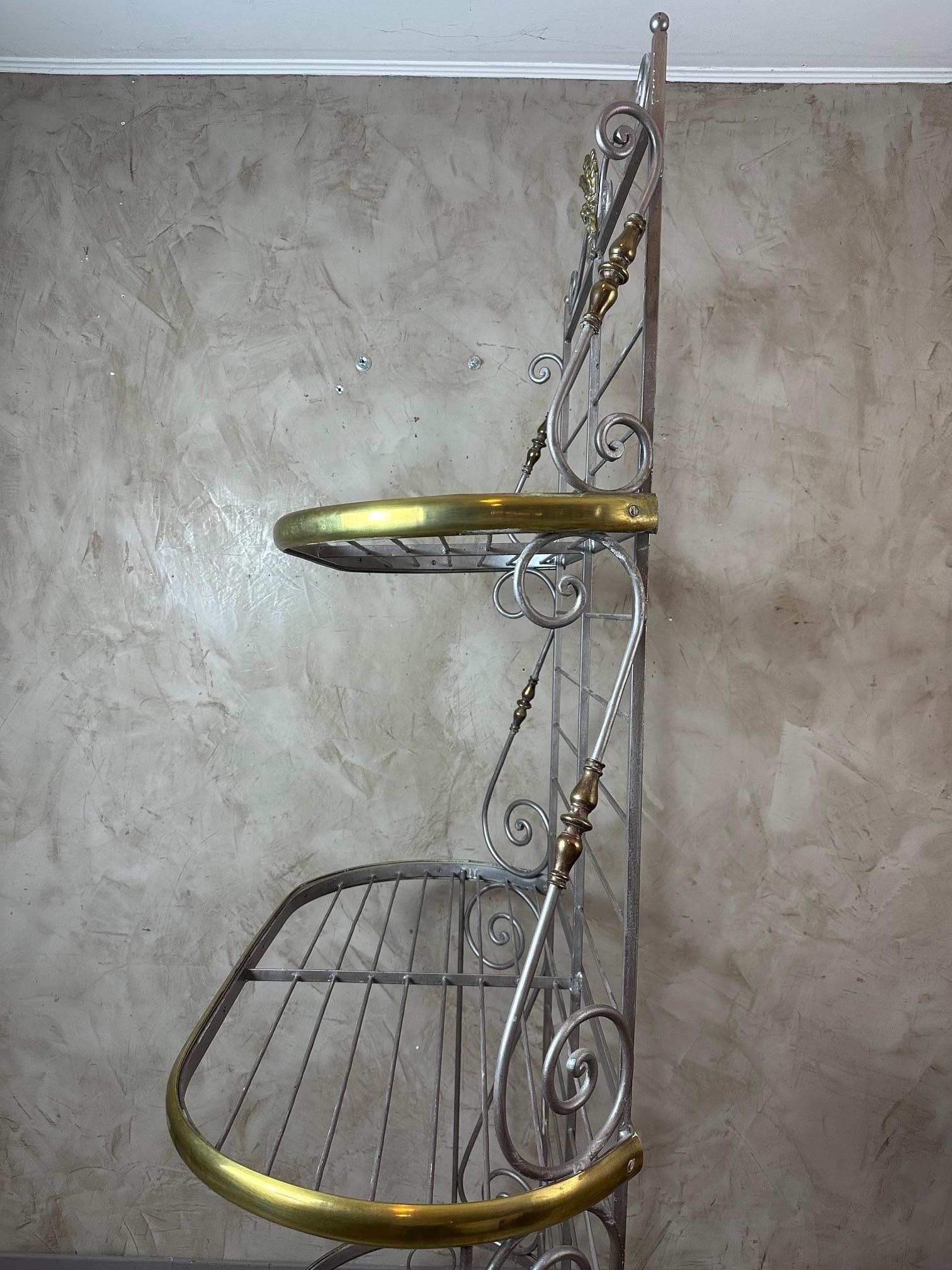 20th century French Brass and Metal Baker's Shelf, 1950s For Sale 5