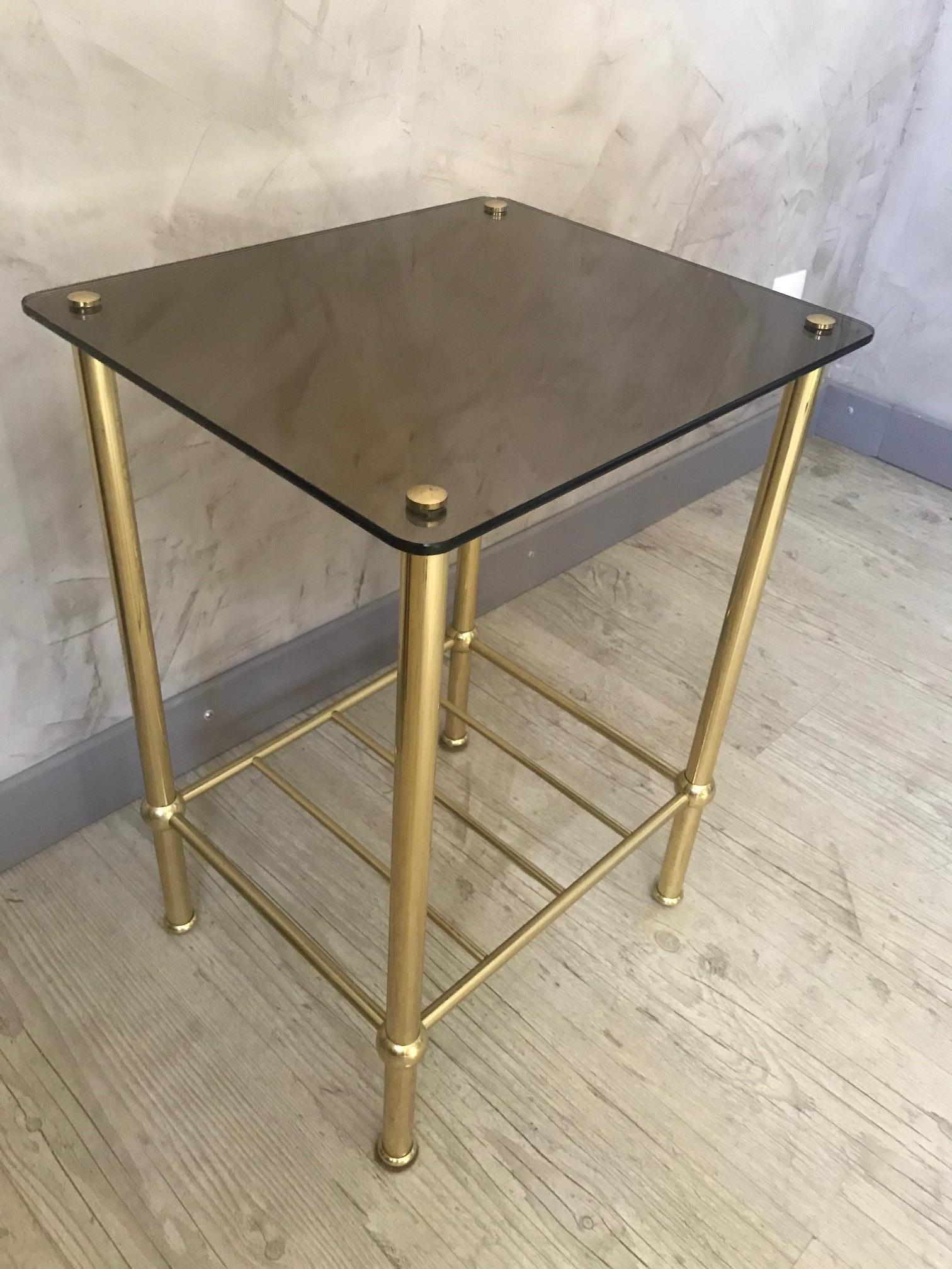 20th Century French Brass and Mirror Side Table, 1970s For Sale 6
