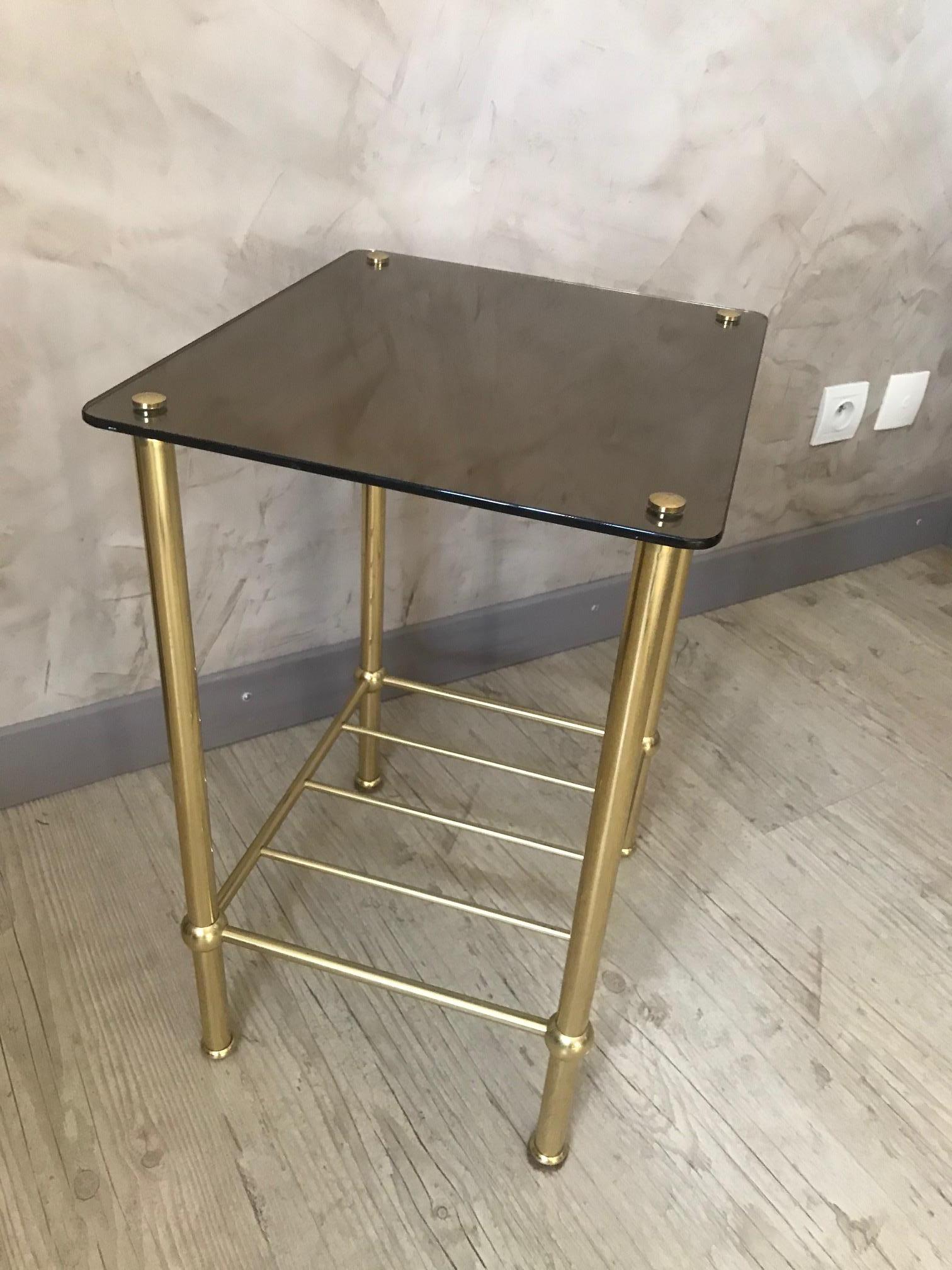 20th Century French Brass and Mirror Side Table, 1970s For Sale 7