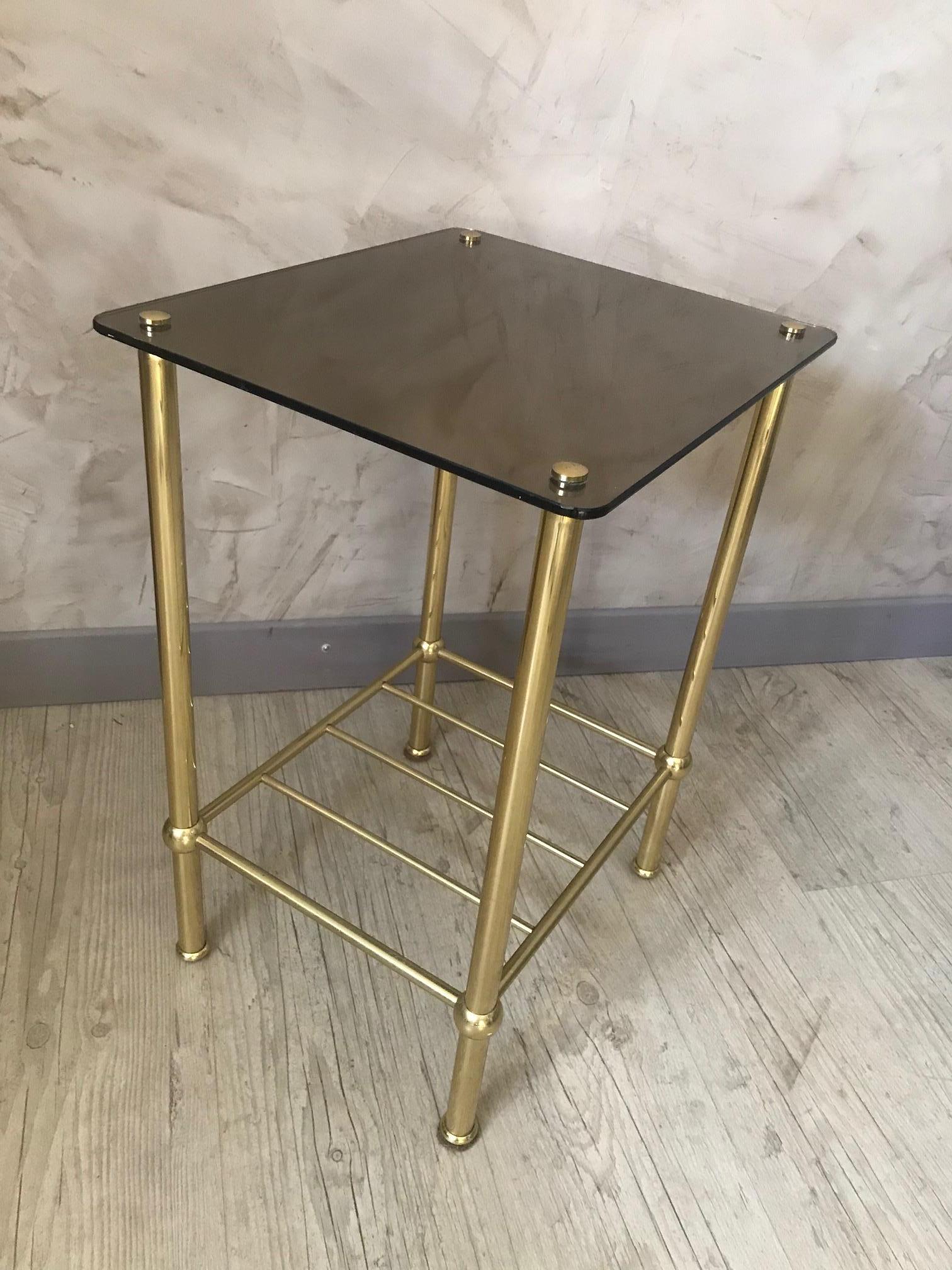 20th Century French Brass and Mirror Side Table, 1970s For Sale 8