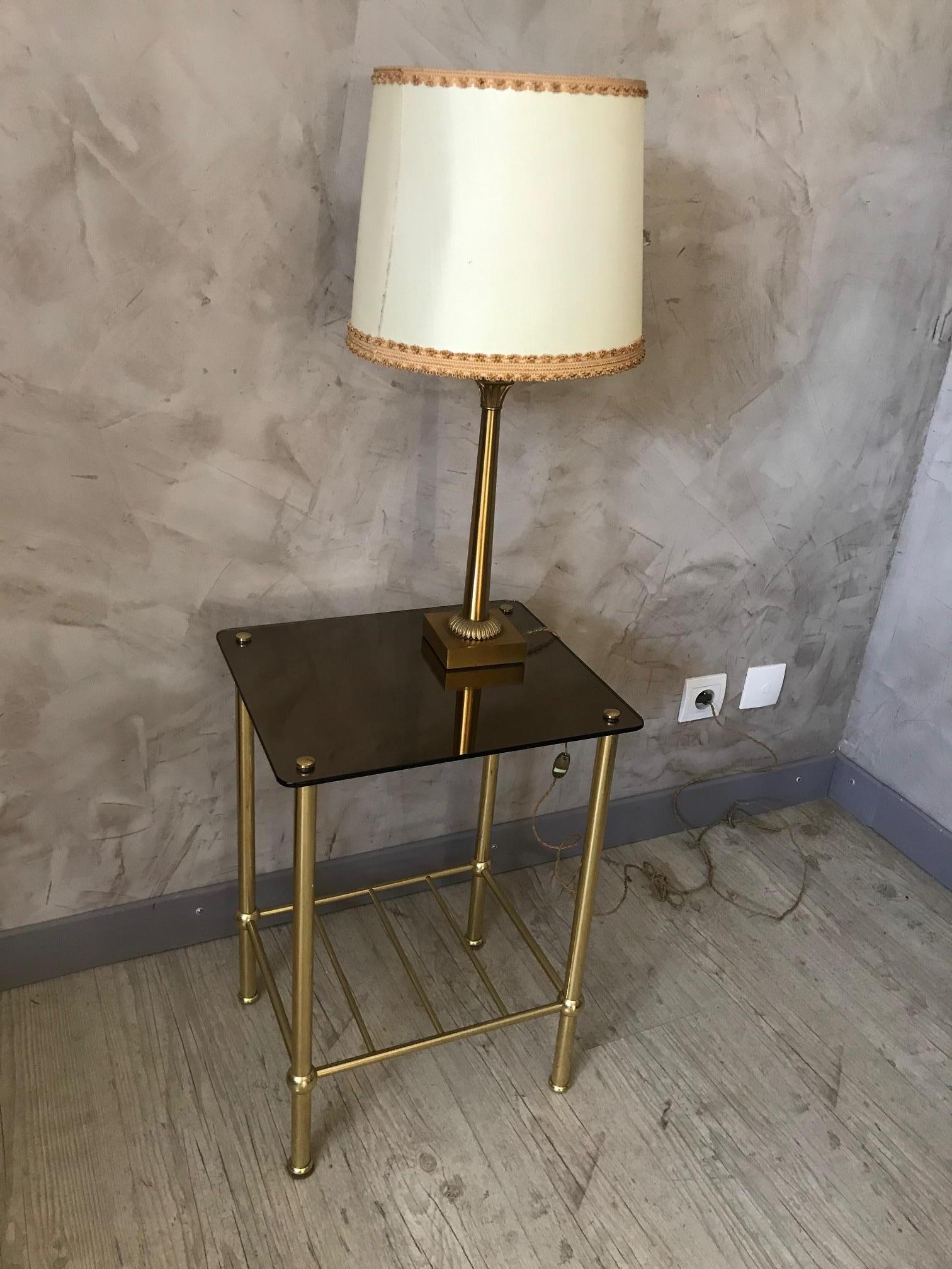 20th Century French Brass and Mirror Side Table, 1970s For Sale 9
