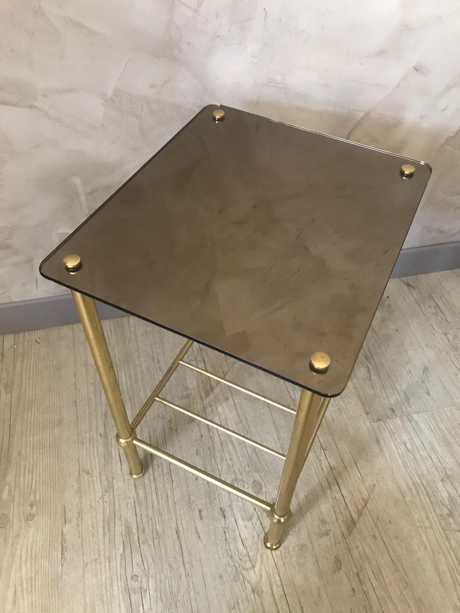 20th Century French Brass and Mirror Side Table, 1970s In Good Condition For Sale In LEGNY, FR