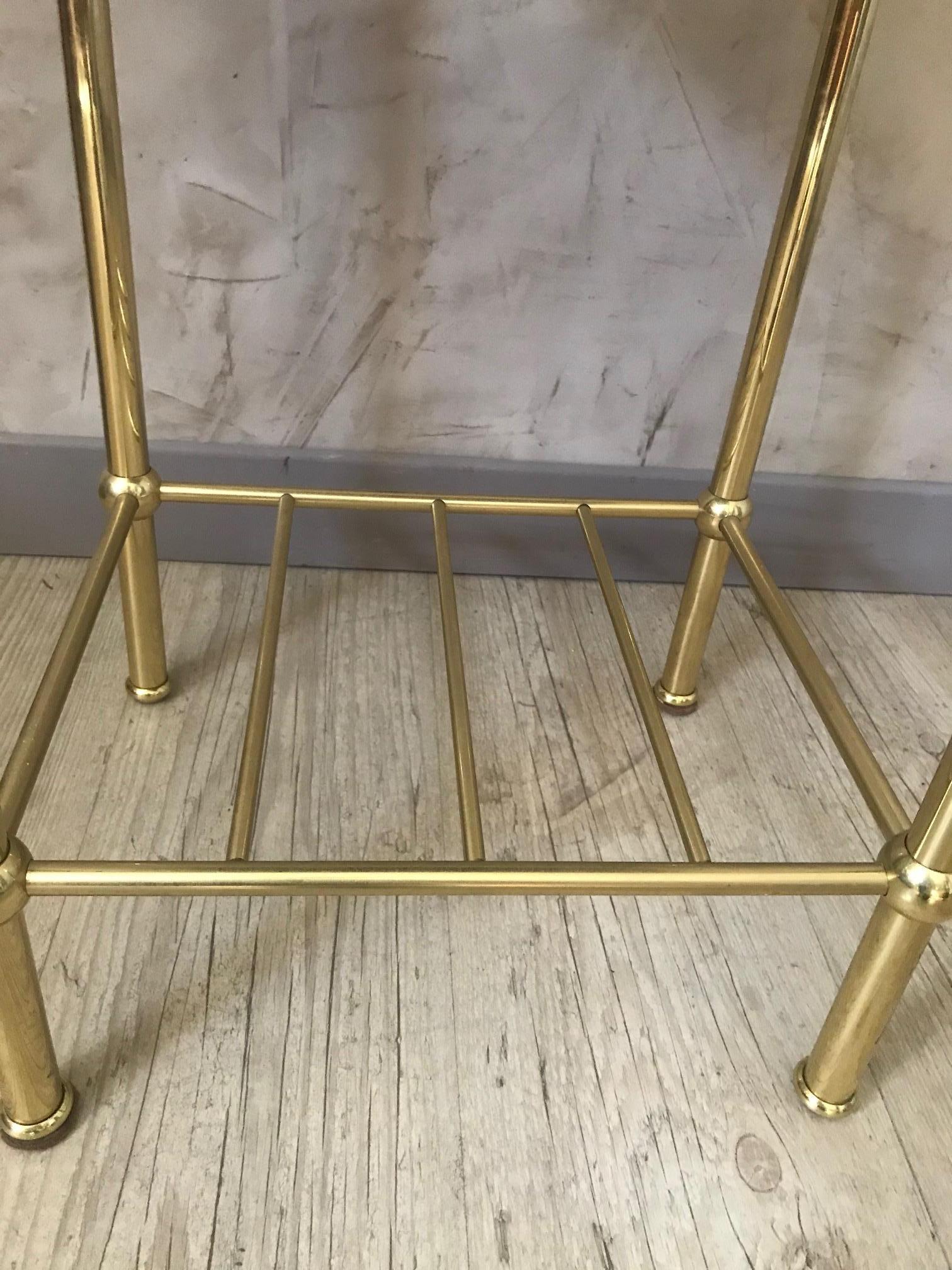 20th Century French Brass and Mirror Side Table, 1970s For Sale 1