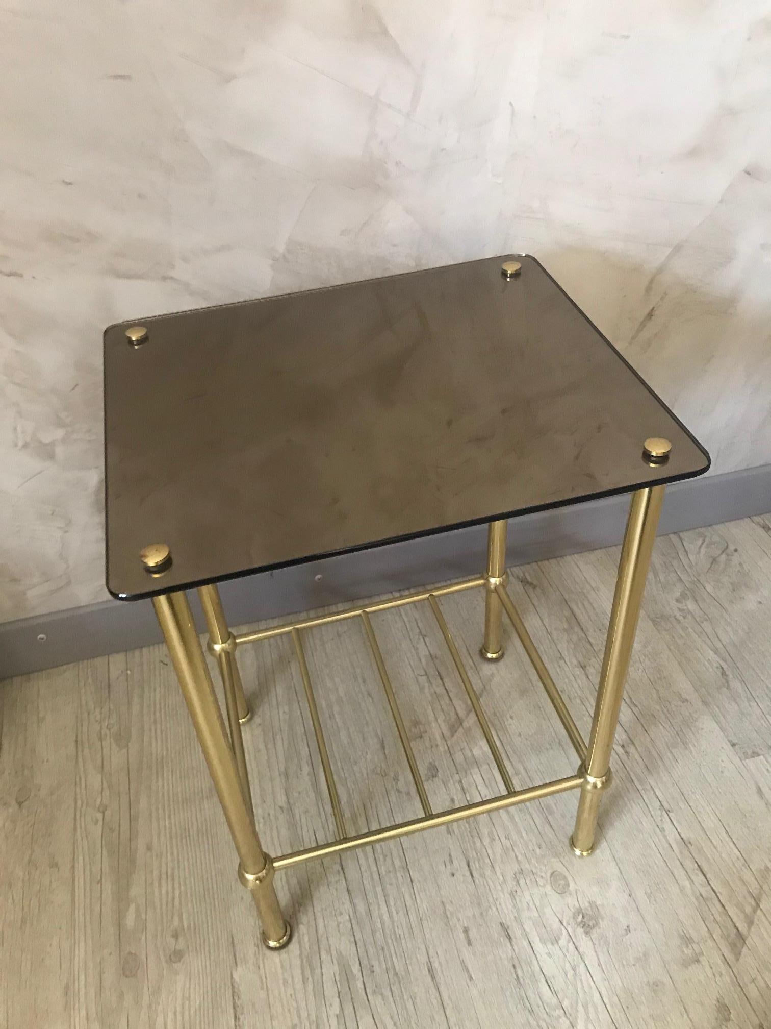 20th Century French Brass and Mirror Side Table, 1970s For Sale 3