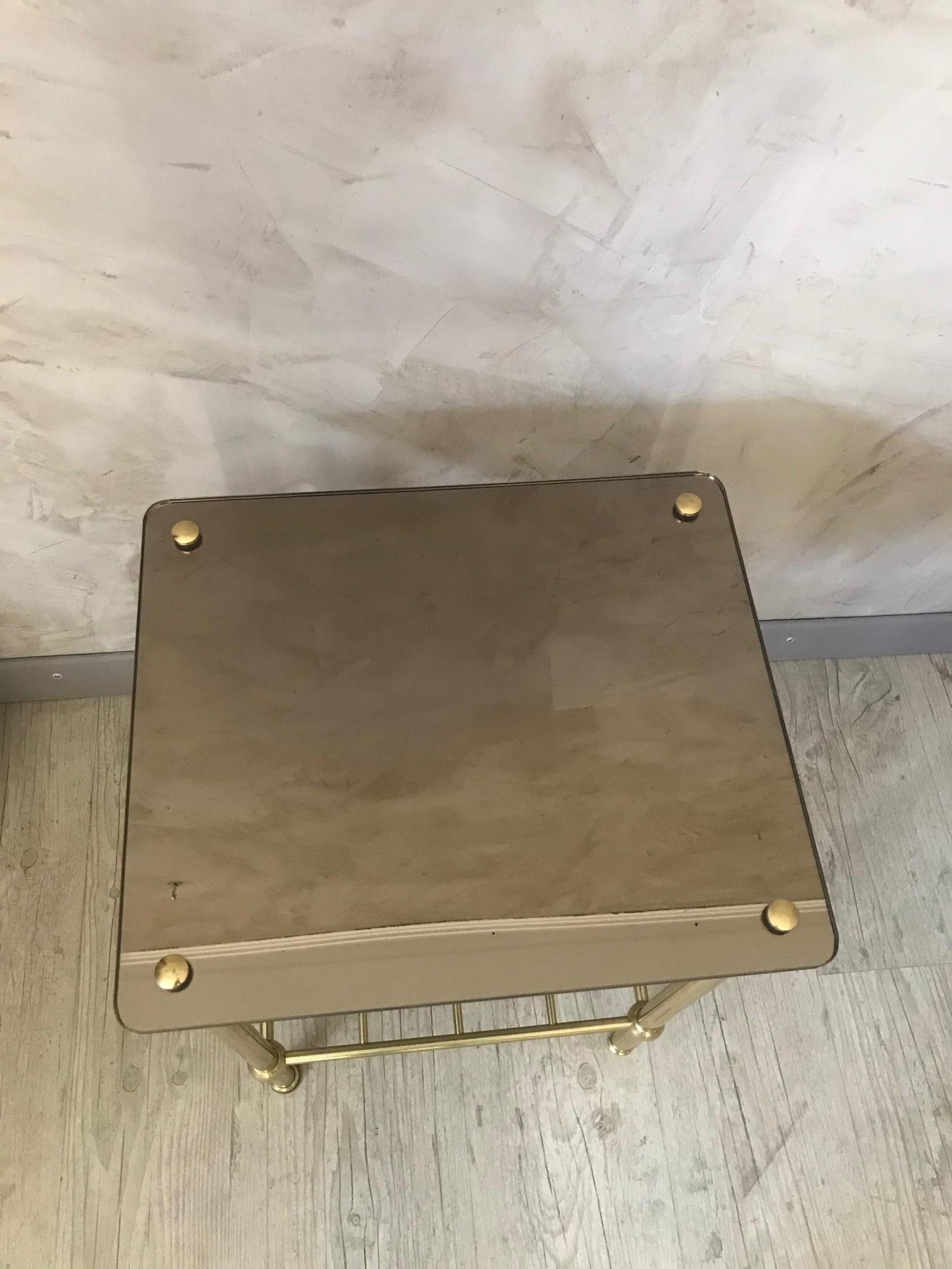 20th Century French Brass and Mirror Side Table, 1970s For Sale 4