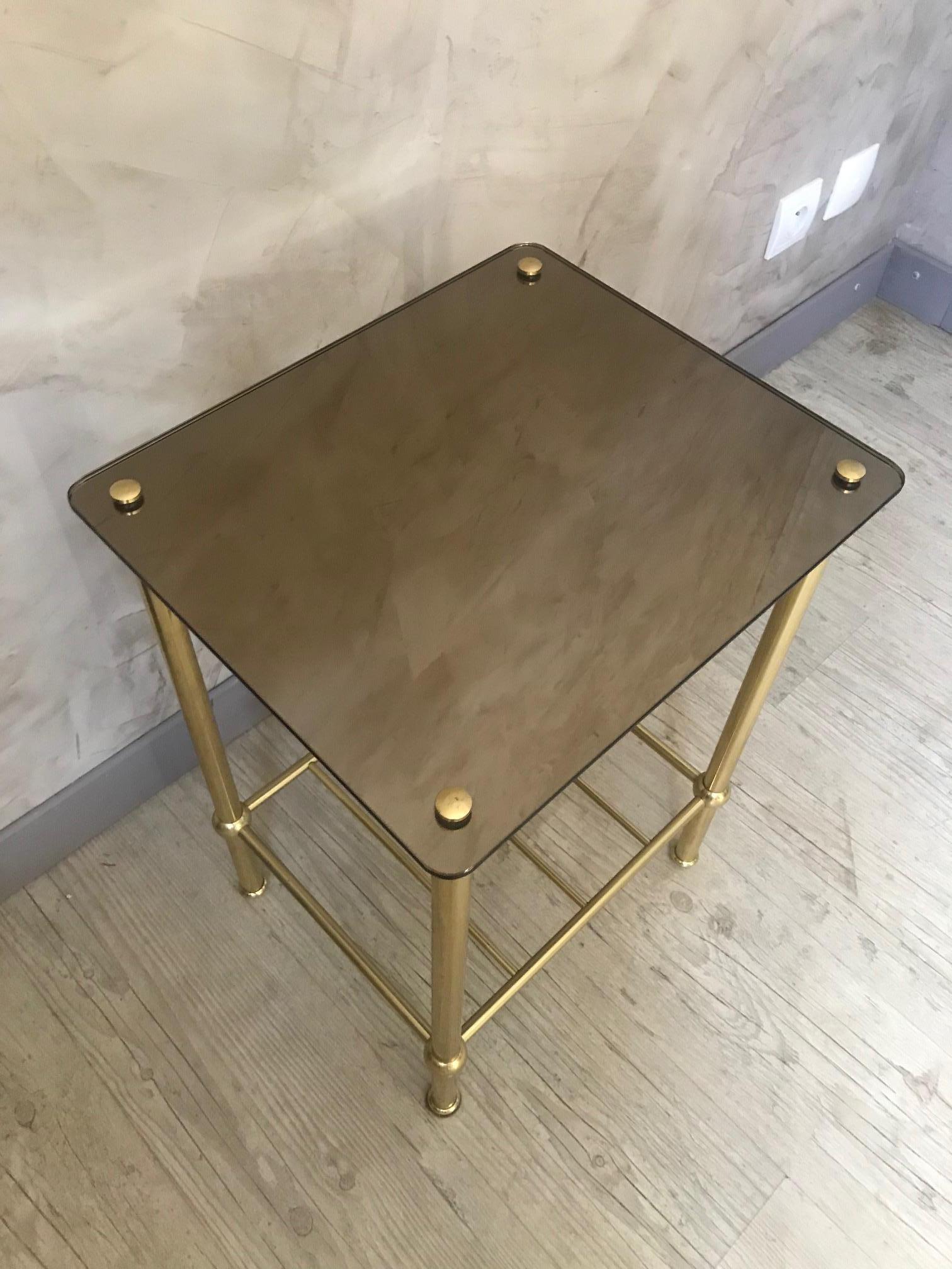 20th Century French Brass and Mirror Side Table, 1970s For Sale 5