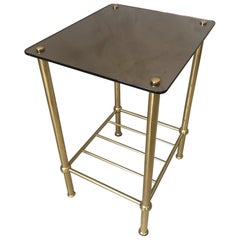 20th Century French Brass and Mirror Side Table, 1970s 20th Century French Brass and Mirror Side Table, 1970s