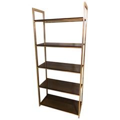 20th Century French Brass and Smoked Glass Bibliotheque, 1970s
