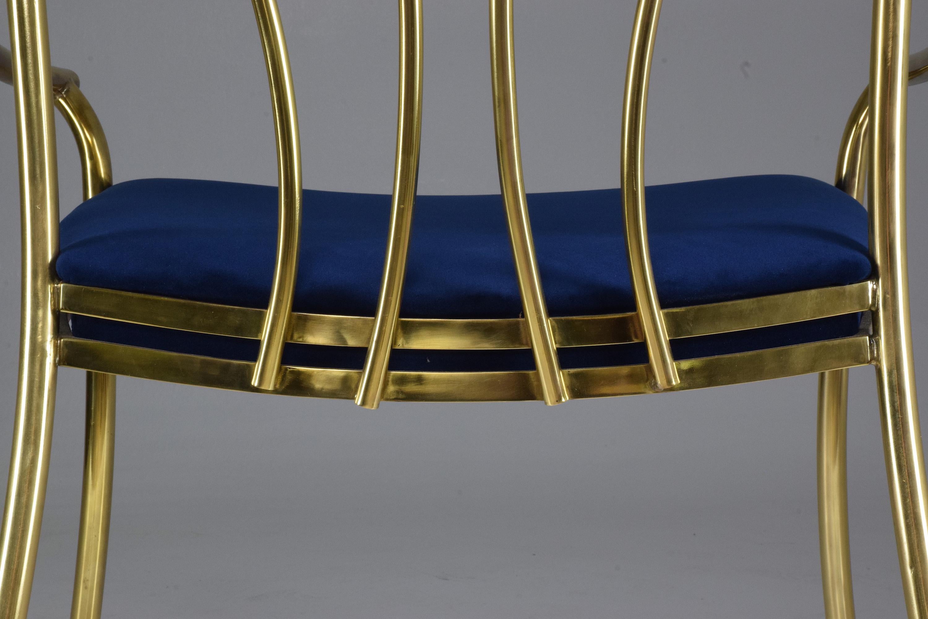 20th Century Italian Vintage Brass Armchair, 1970-1980 For Sale 6