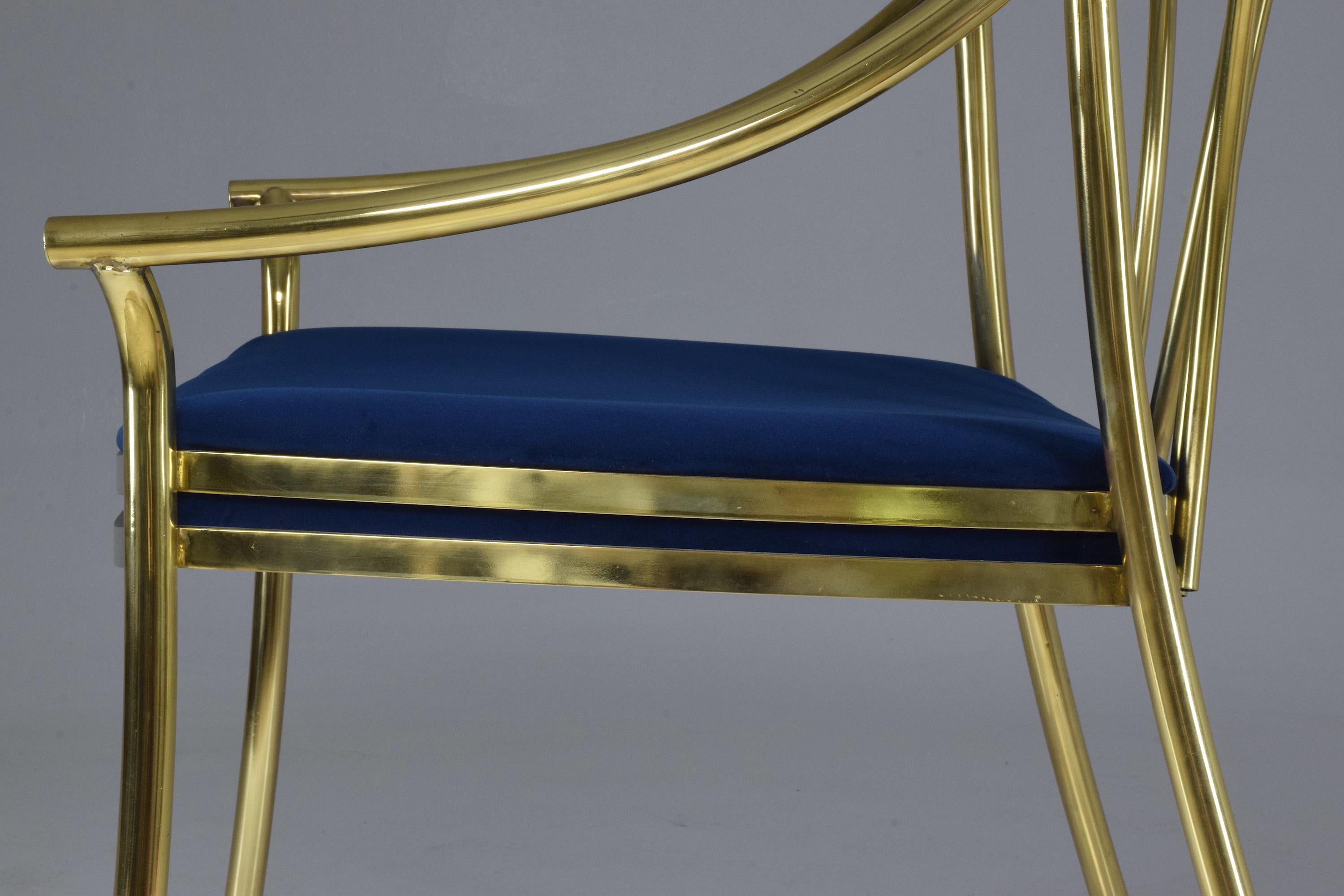 20th Century Italian Vintage Brass Armchair, 1970-1980 For Sale 8