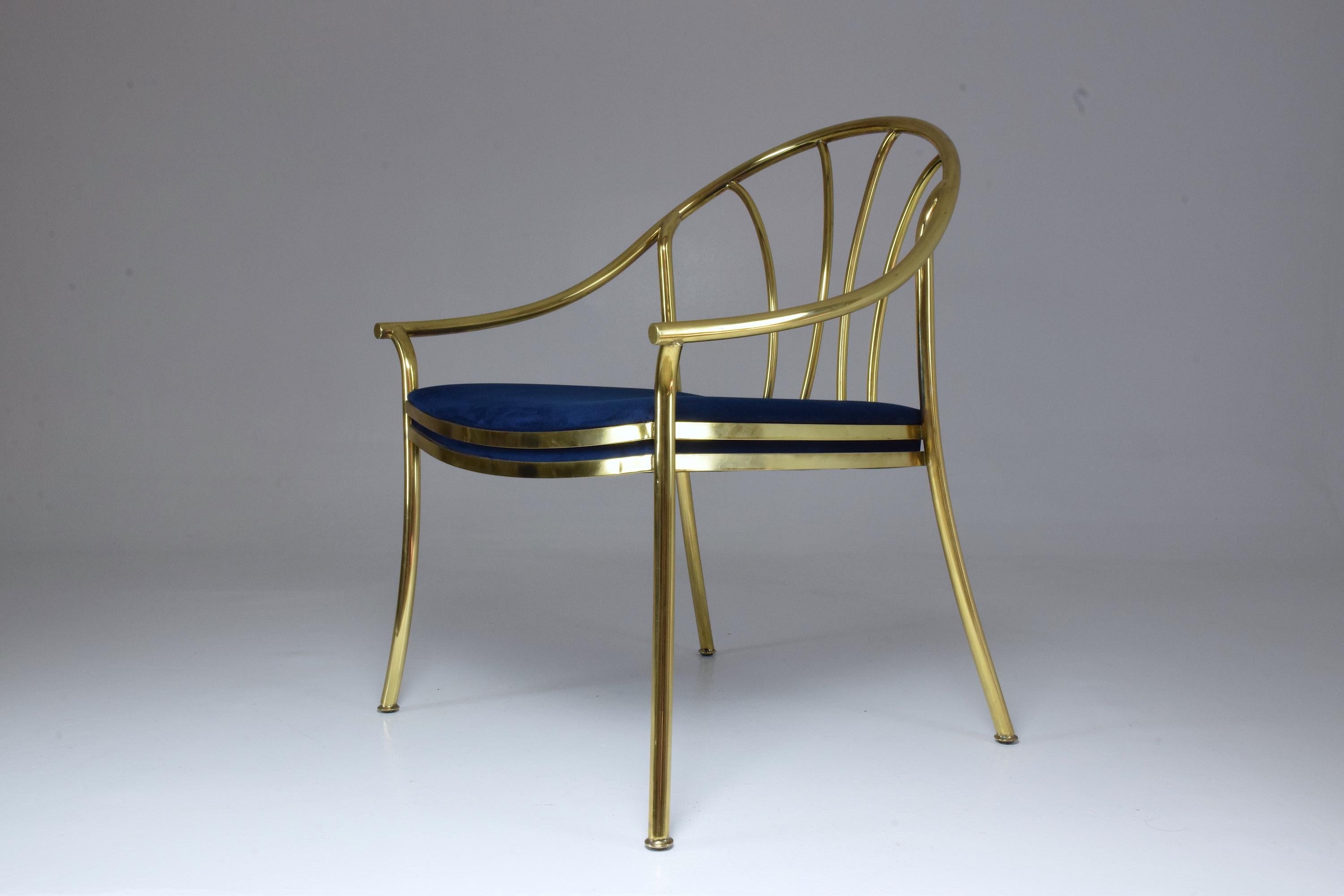 Mid-Century Modern 20th Century Italian Vintage Brass Armchair, 1970-1980 For Sale