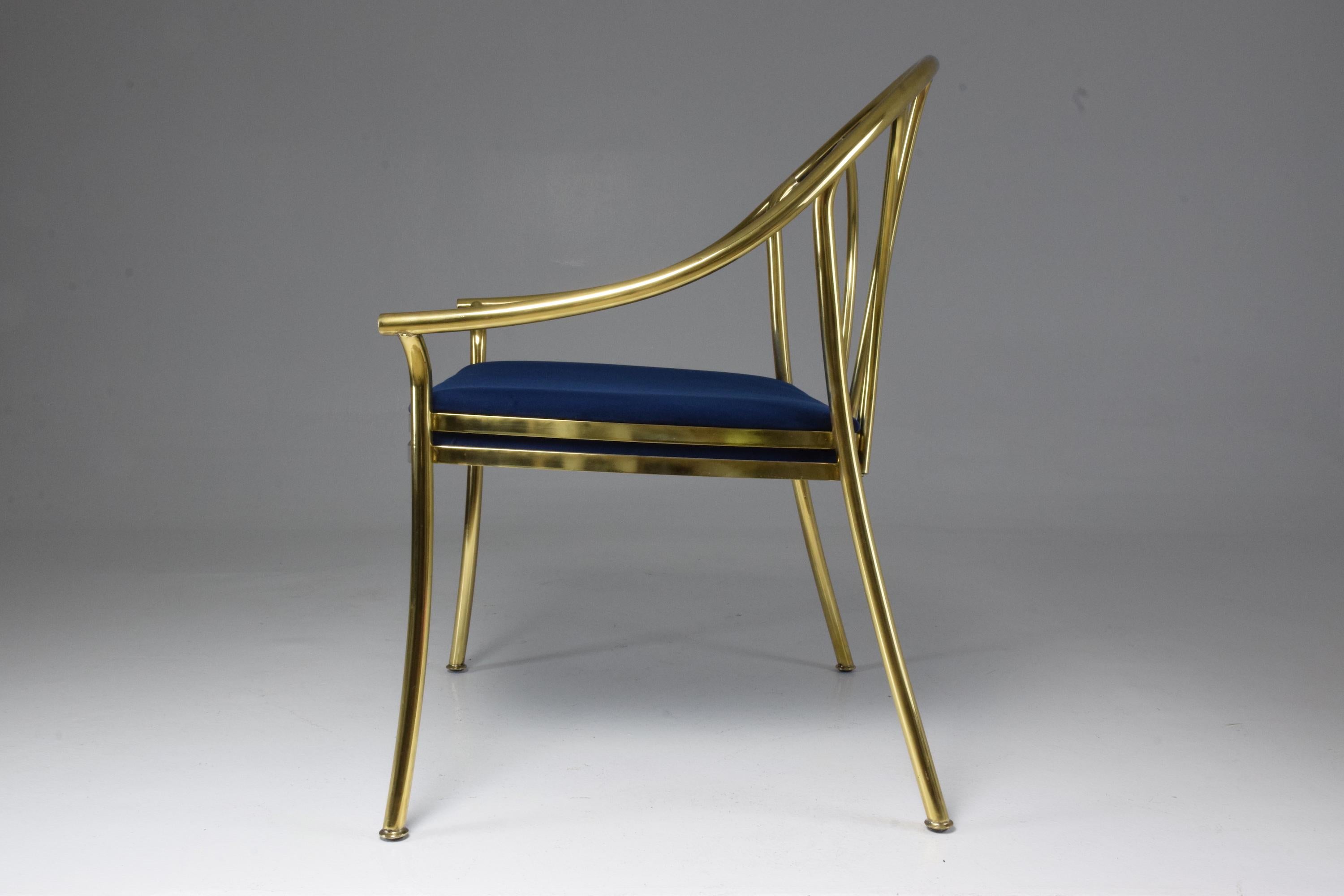 20th Century Italian Vintage Brass Armchair, 1970-1980 In Good Condition For Sale In Paris, FR