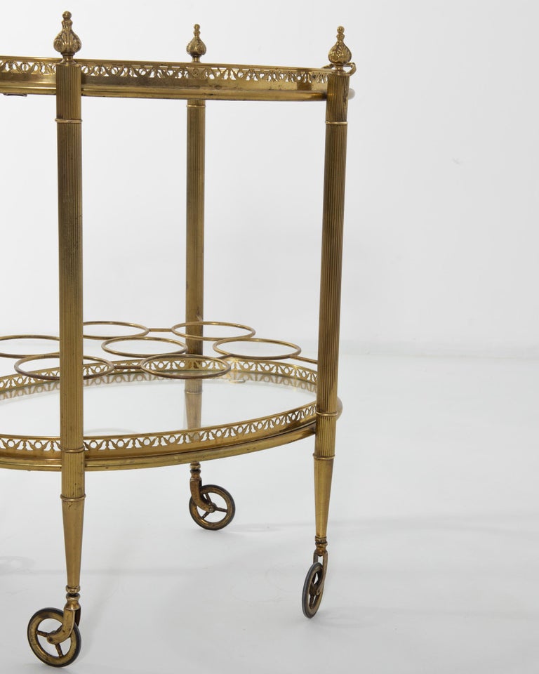 20th Century French Brass Bar Cart For Sale at 1stDibs