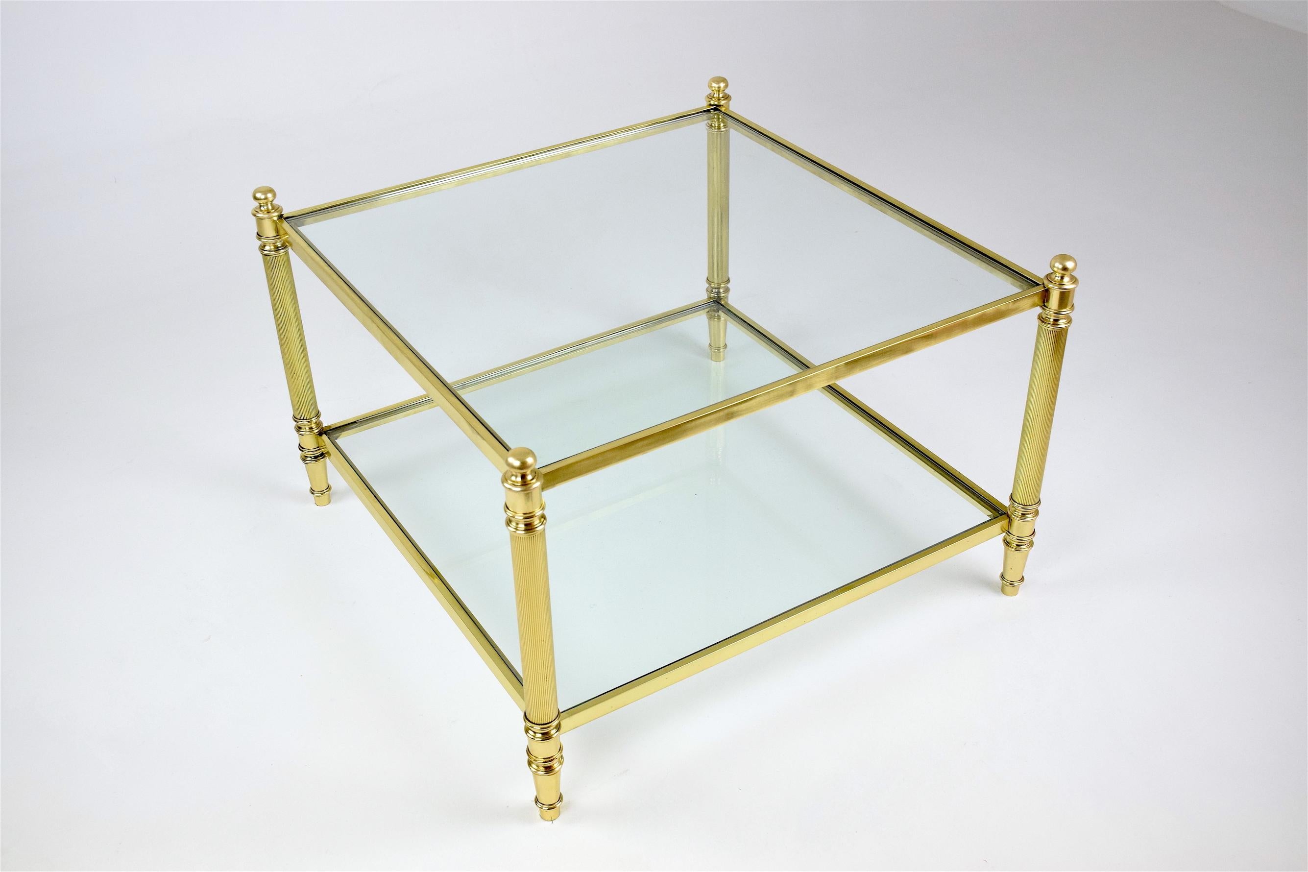Polished French 20th Century Vintage Brass Coffee Table, 1970s