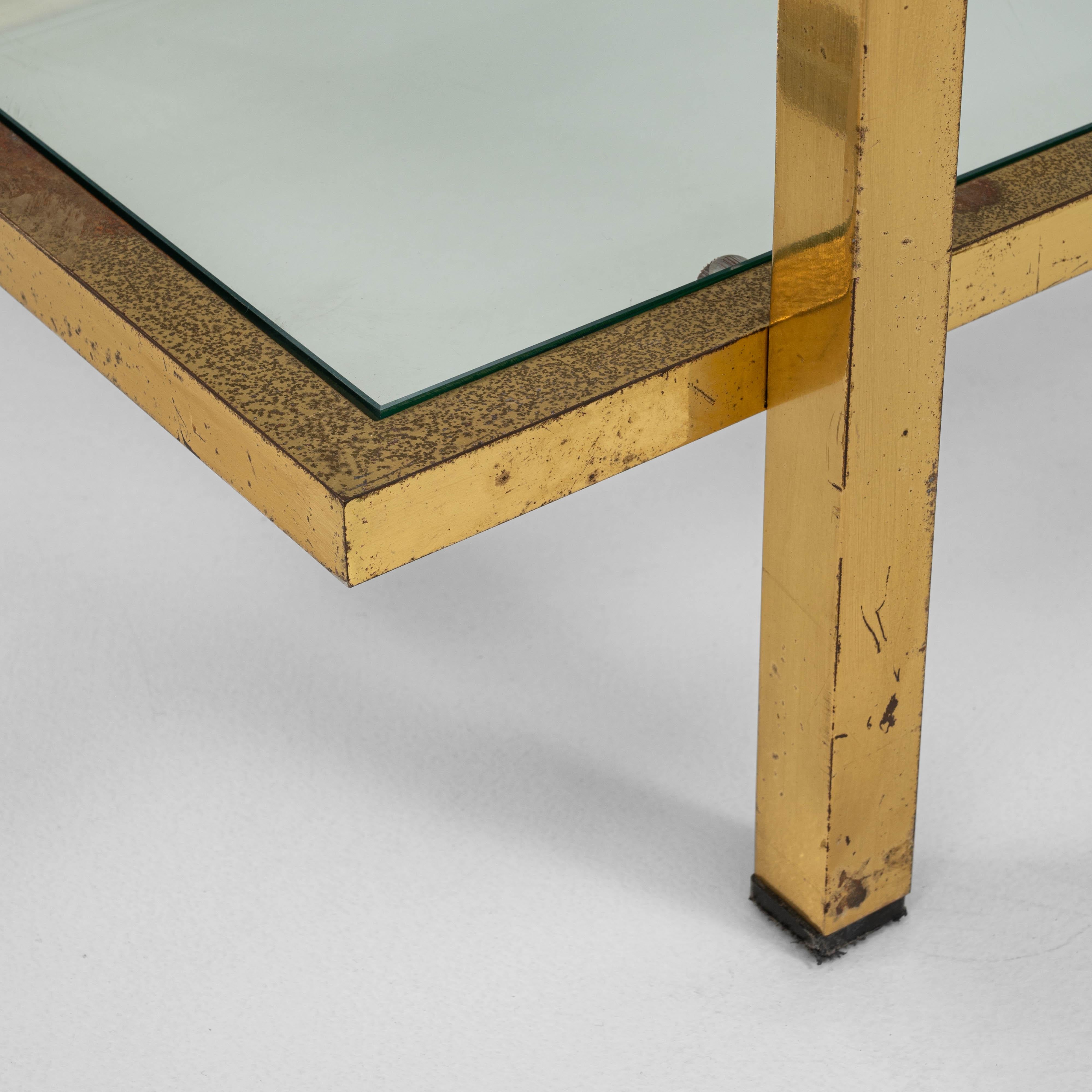 20th Century French Brass Coffee Table With Glass Top For Sale 7