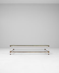 20th Century French Brass Coffee Table With Glass Top
