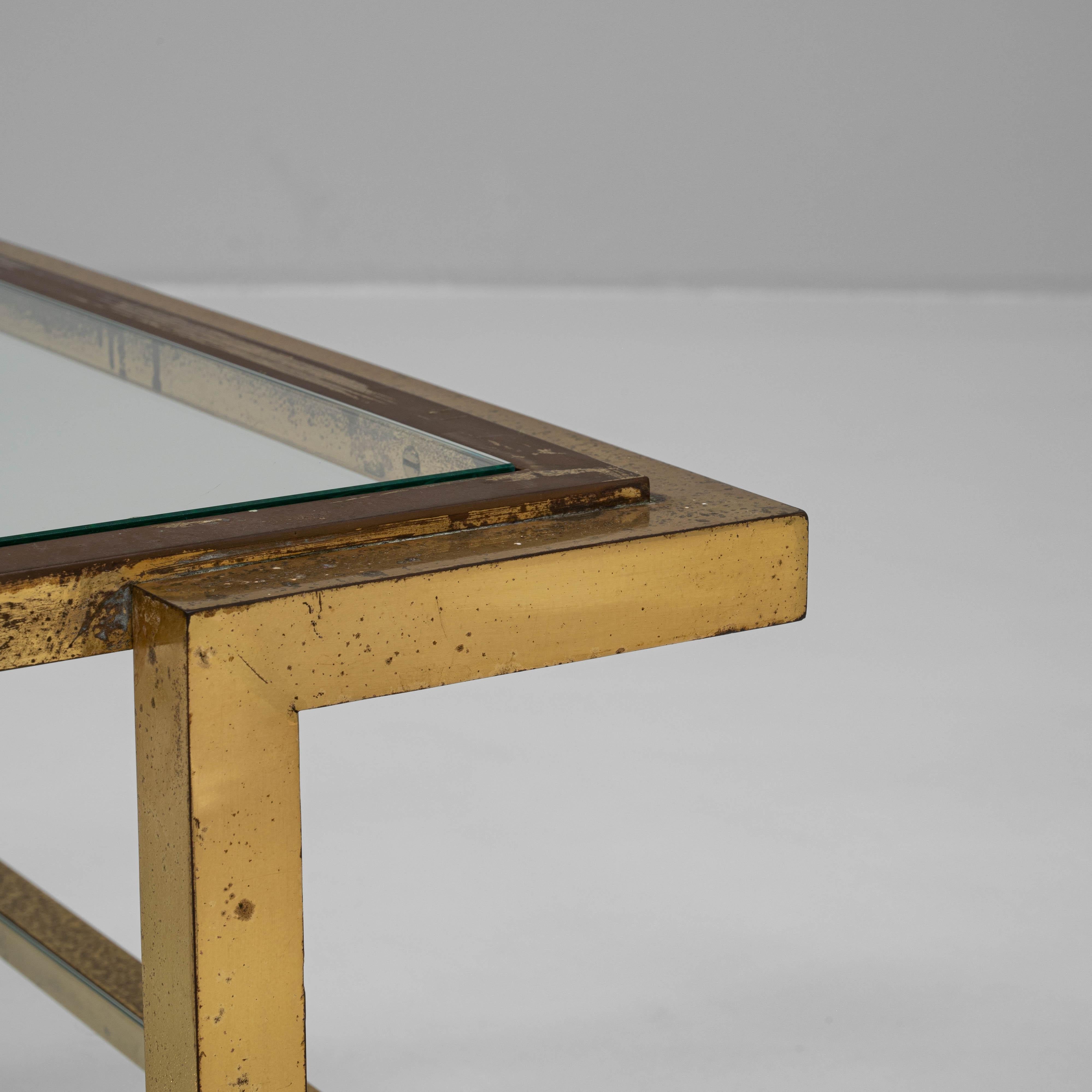 20th Century French Brass Coffee Table With Glass Top For Sale 6