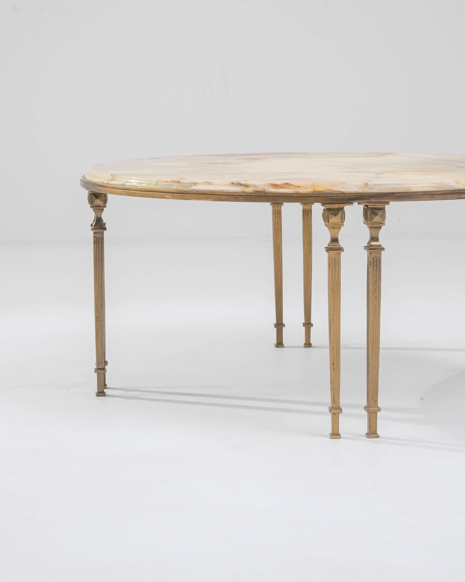 20th Century French Brass Coffee Table with Onyx Top 2