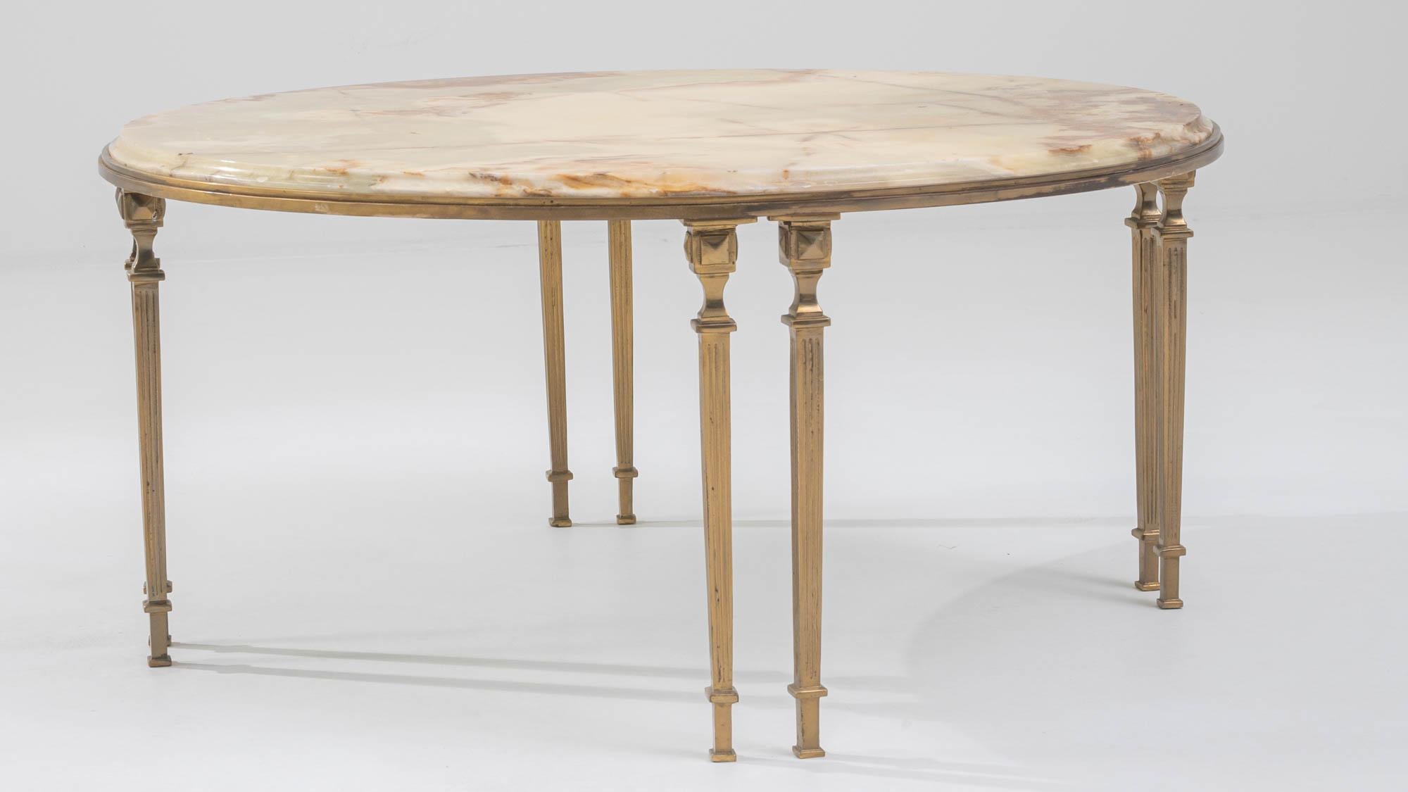20th Century French Brass Coffee Table with Onyx Top 3